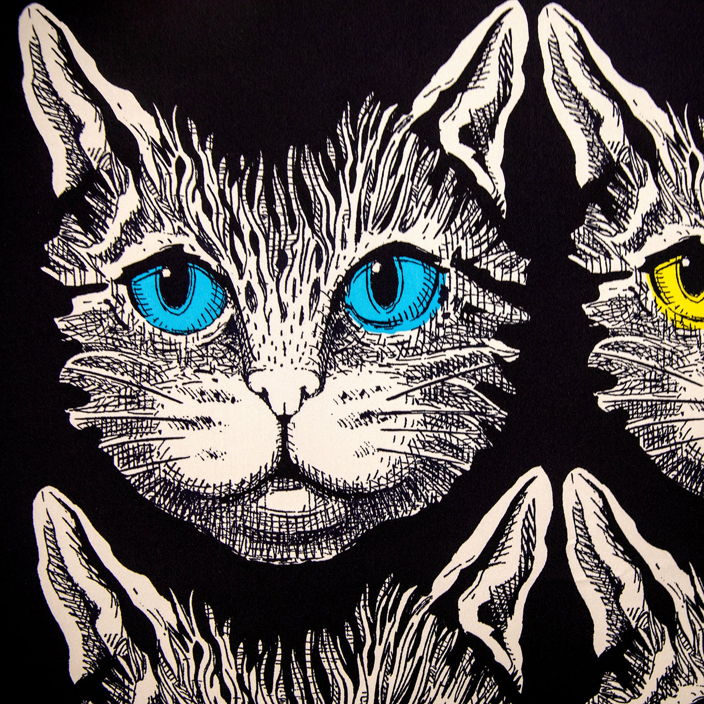Framed Gucci Cruise 2018 Foulard Forcats Mystic Cat in a 36x36x2" Shadowbox