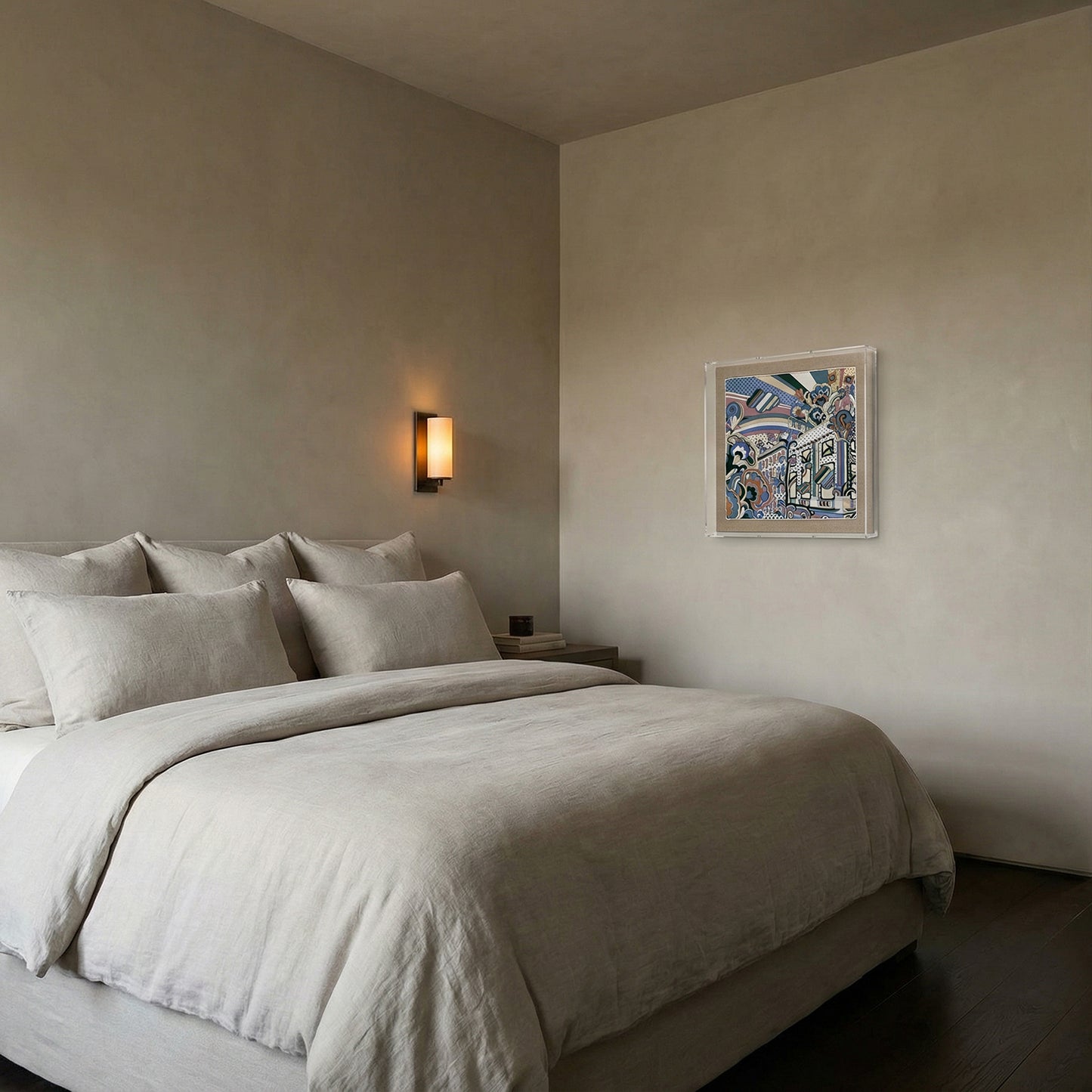 Framed Hermès Faubourg Rainbow Pocket Square in a 20x20x2 Shadowbox