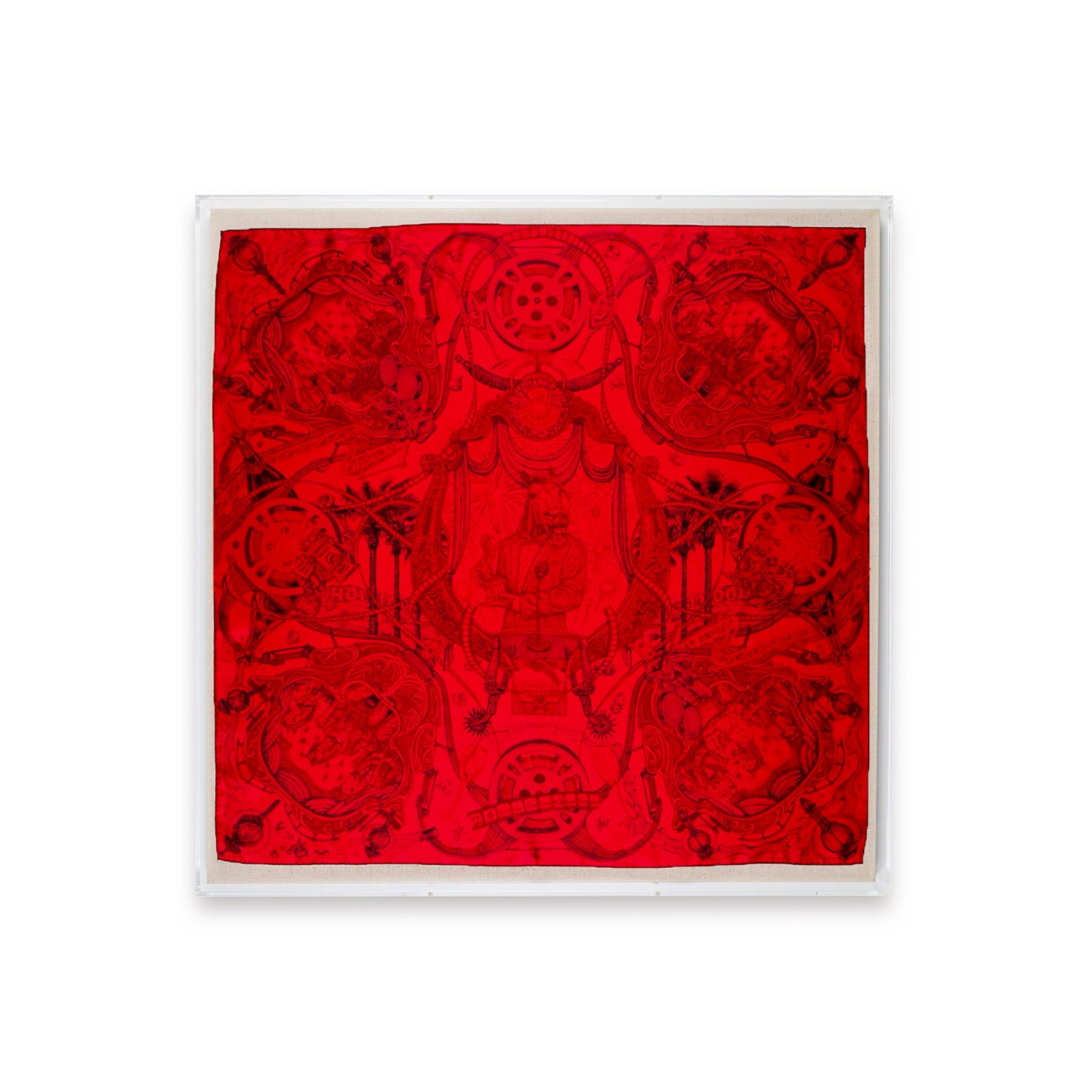 Framed Hermès Horsawards Silk Scarf in a 36x36x2 Shadowbox