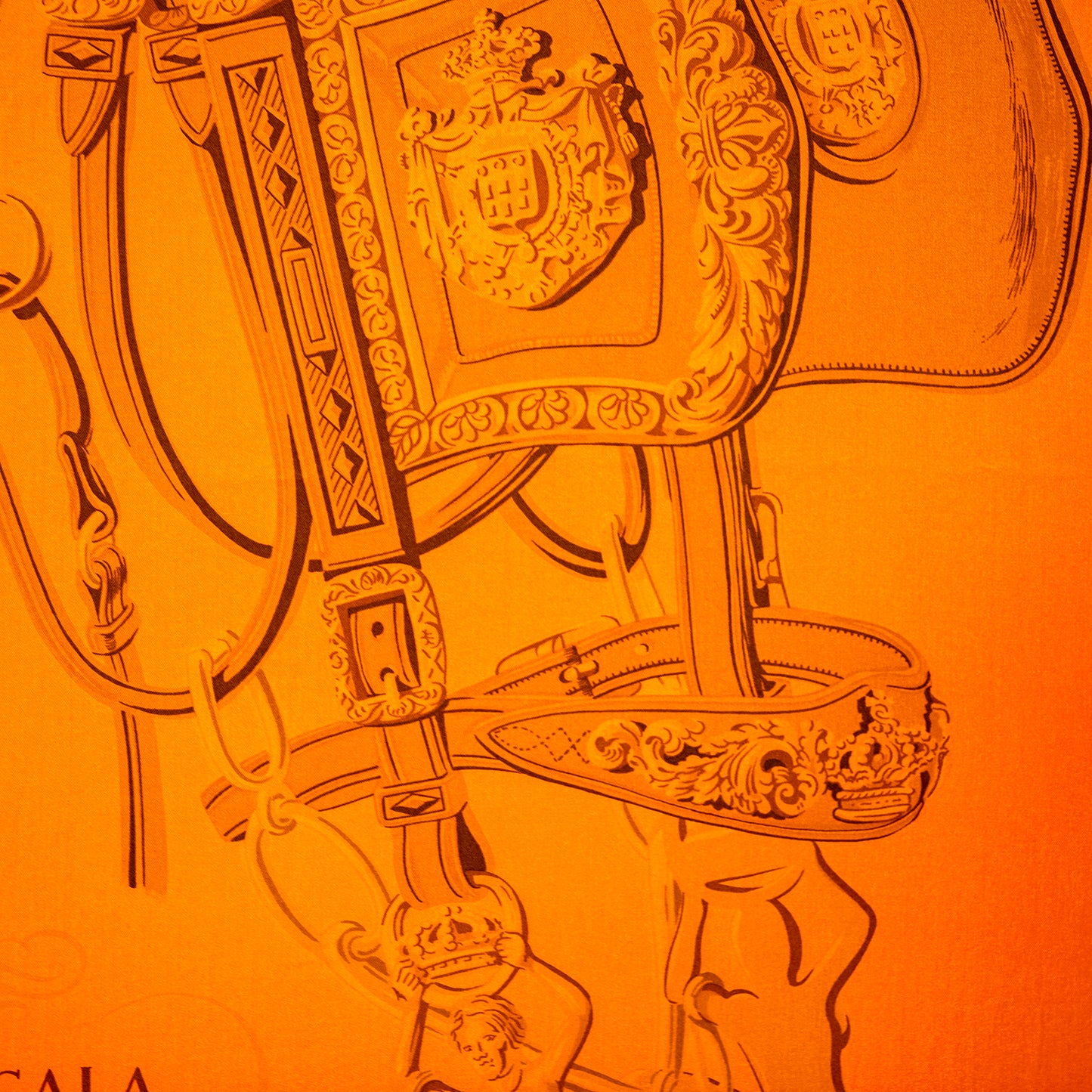Framed Hermès Brides de Gala Dip-Dye Silk Scarf in a 58x58x2" Shadowbox