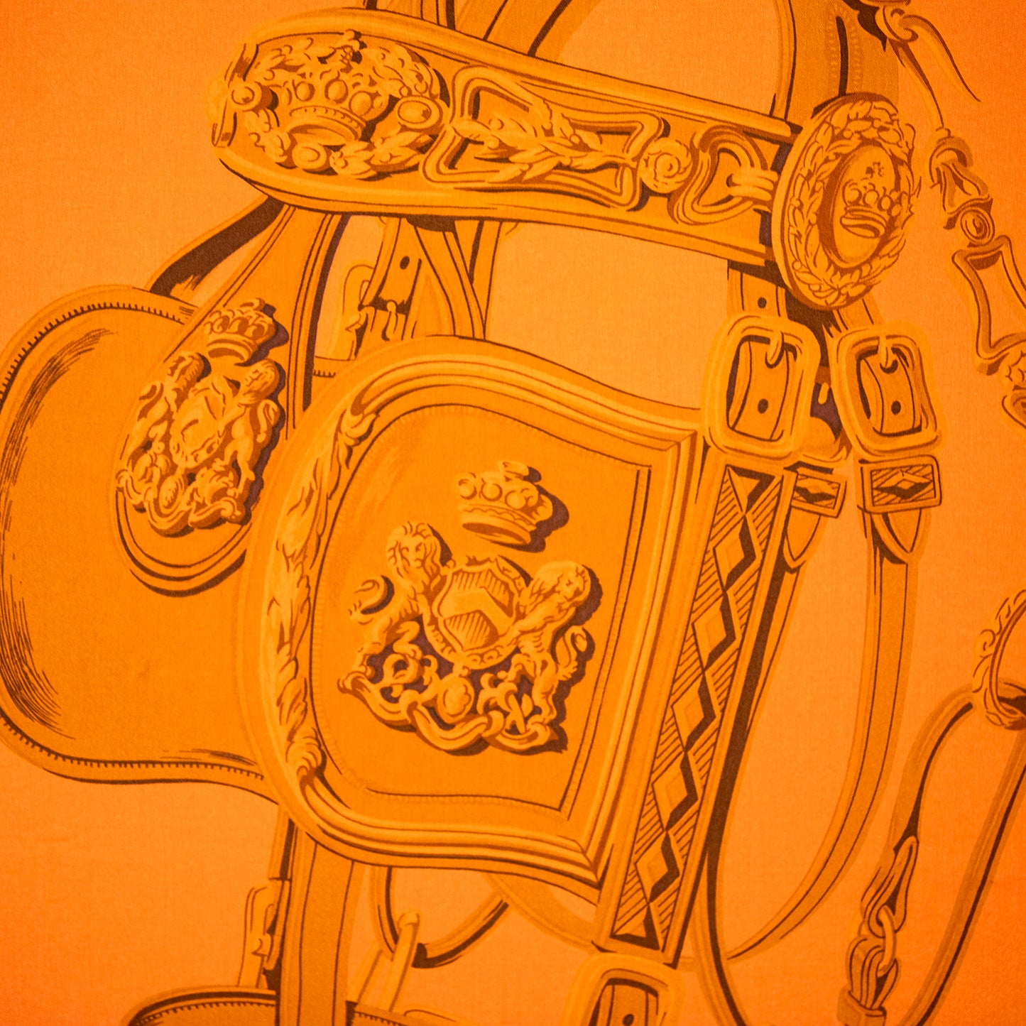 Framed Hermès Brides de Gala Dip-Dye Silk Scarf in a 58x58x2" Shadowbox