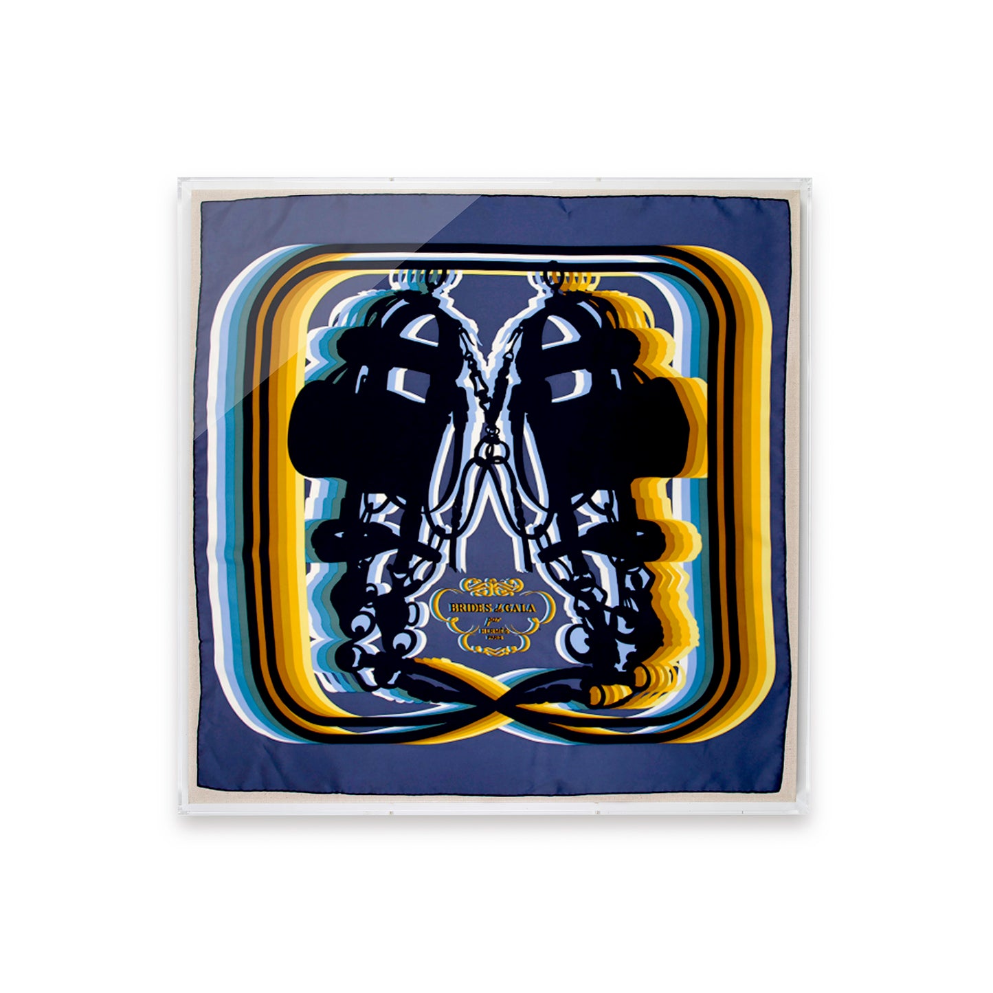 Framed Brides De Gala Hermès Shadow Silk Scarf in a 36x36x2" Shadowbox