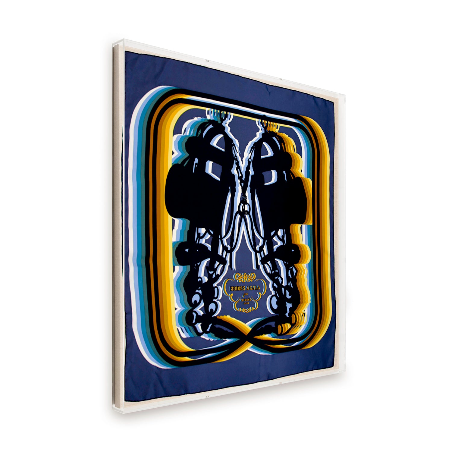Framed Brides De Gala Hermès Shadow Silk Scarf in a 36x36x2" Shadowbox