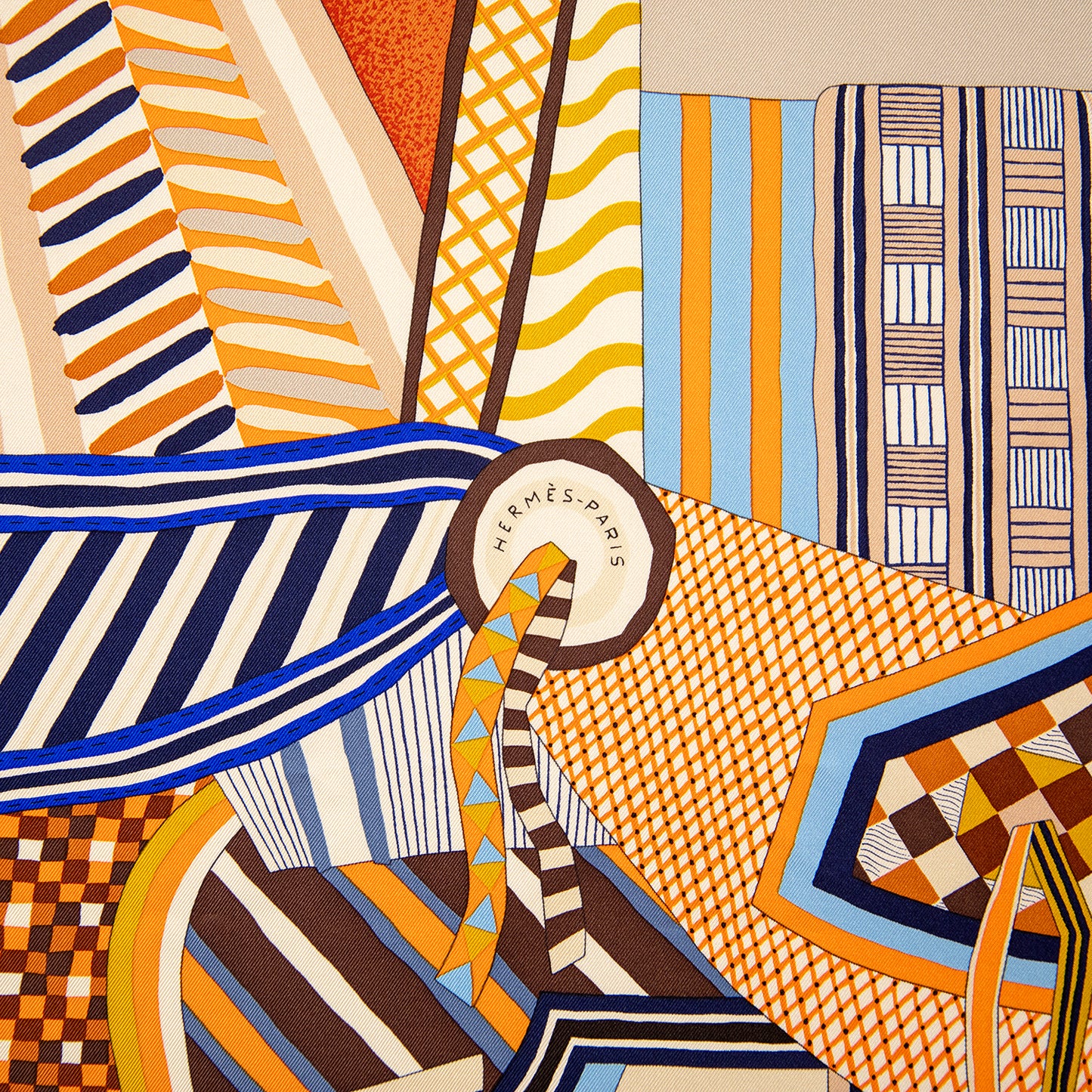 Framed Hermès La Selle Imaginaire Silk Scarf in a 36x36x2" Shadowbox