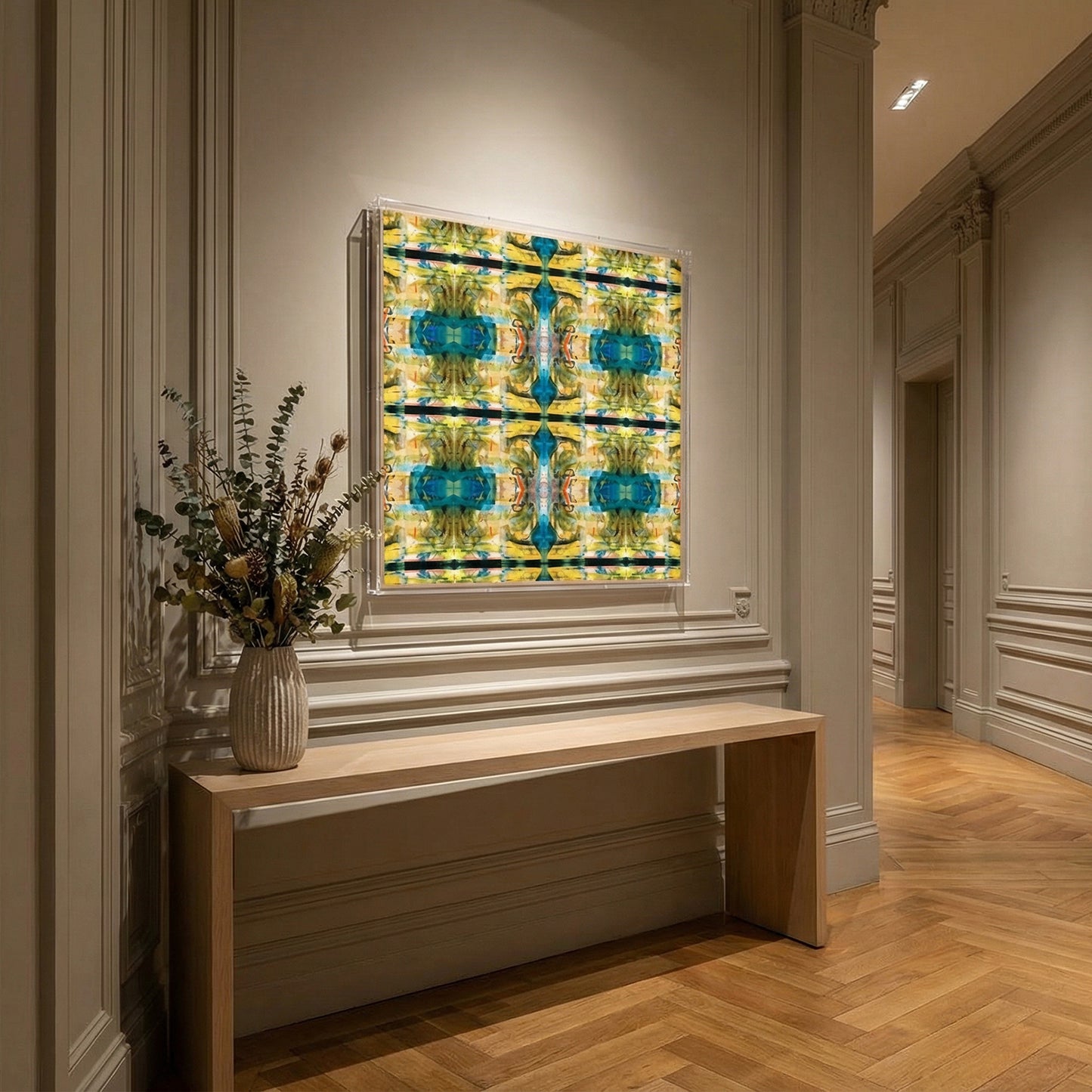 Headwinds Framed Scarf by Lori Johnson in 36x36x2 Shadowbox