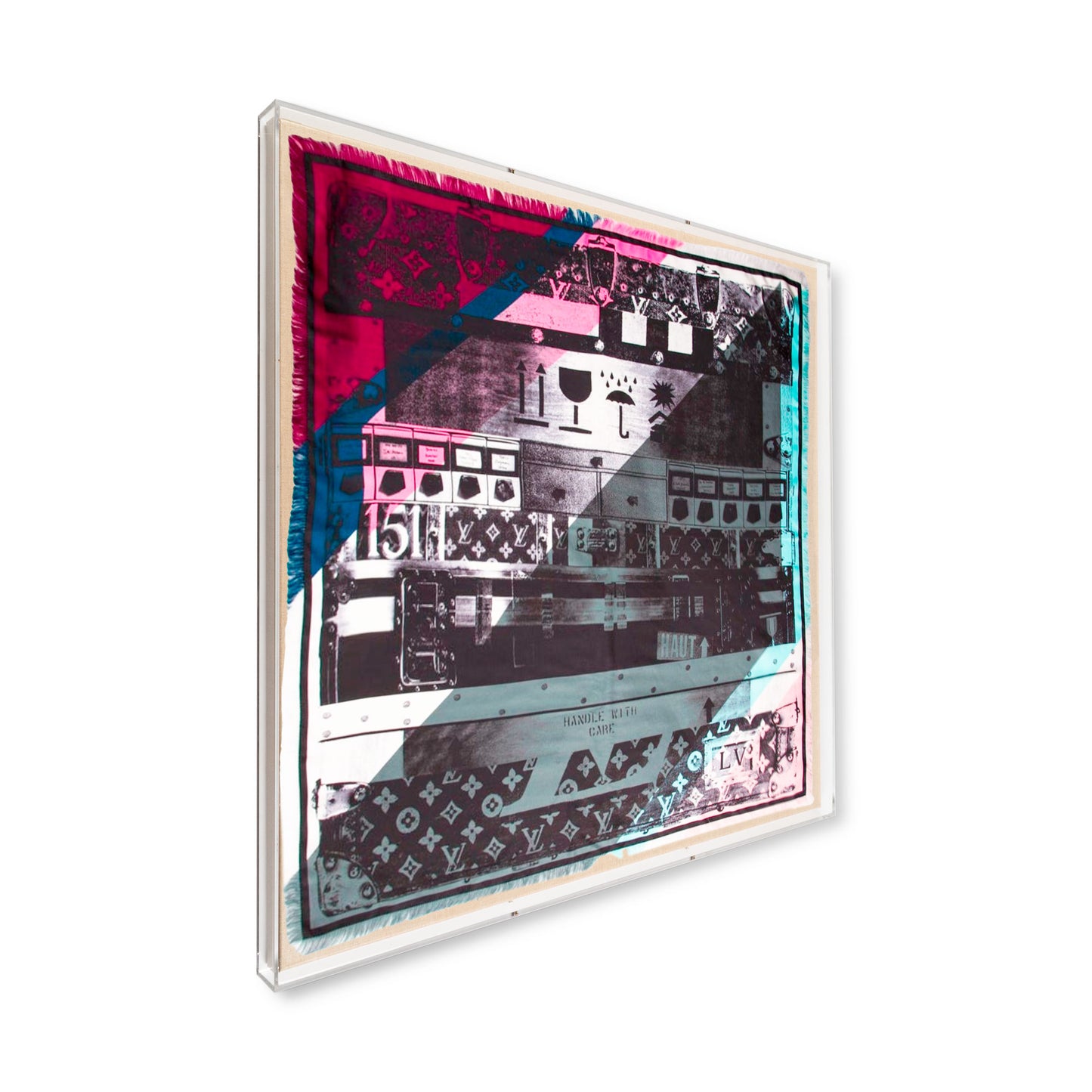 Framed Louis Vuitton Informalle Scarf in a 36x36x2 Shadowbox