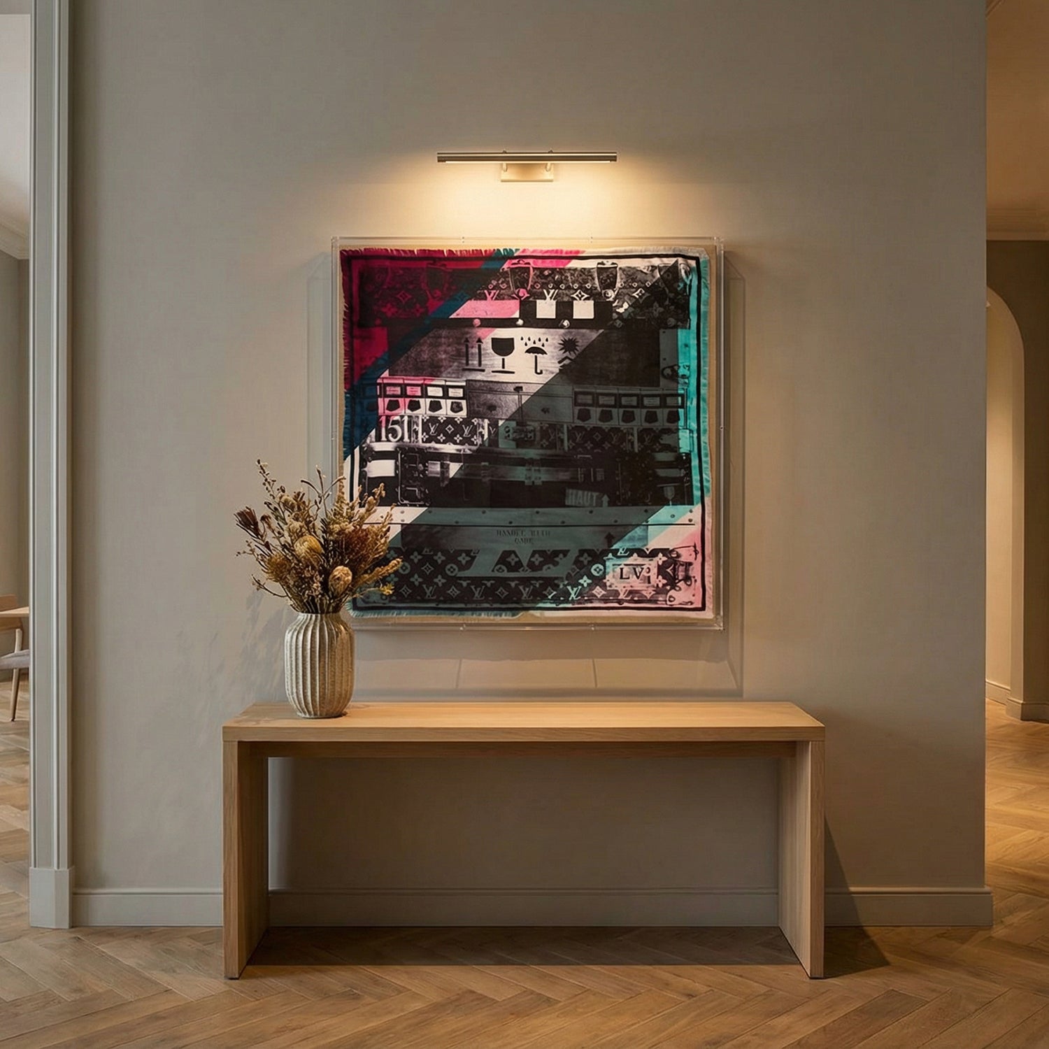 Framed Louis Vuitton Informalle Scarf in a 36x36x2 Shadowbox