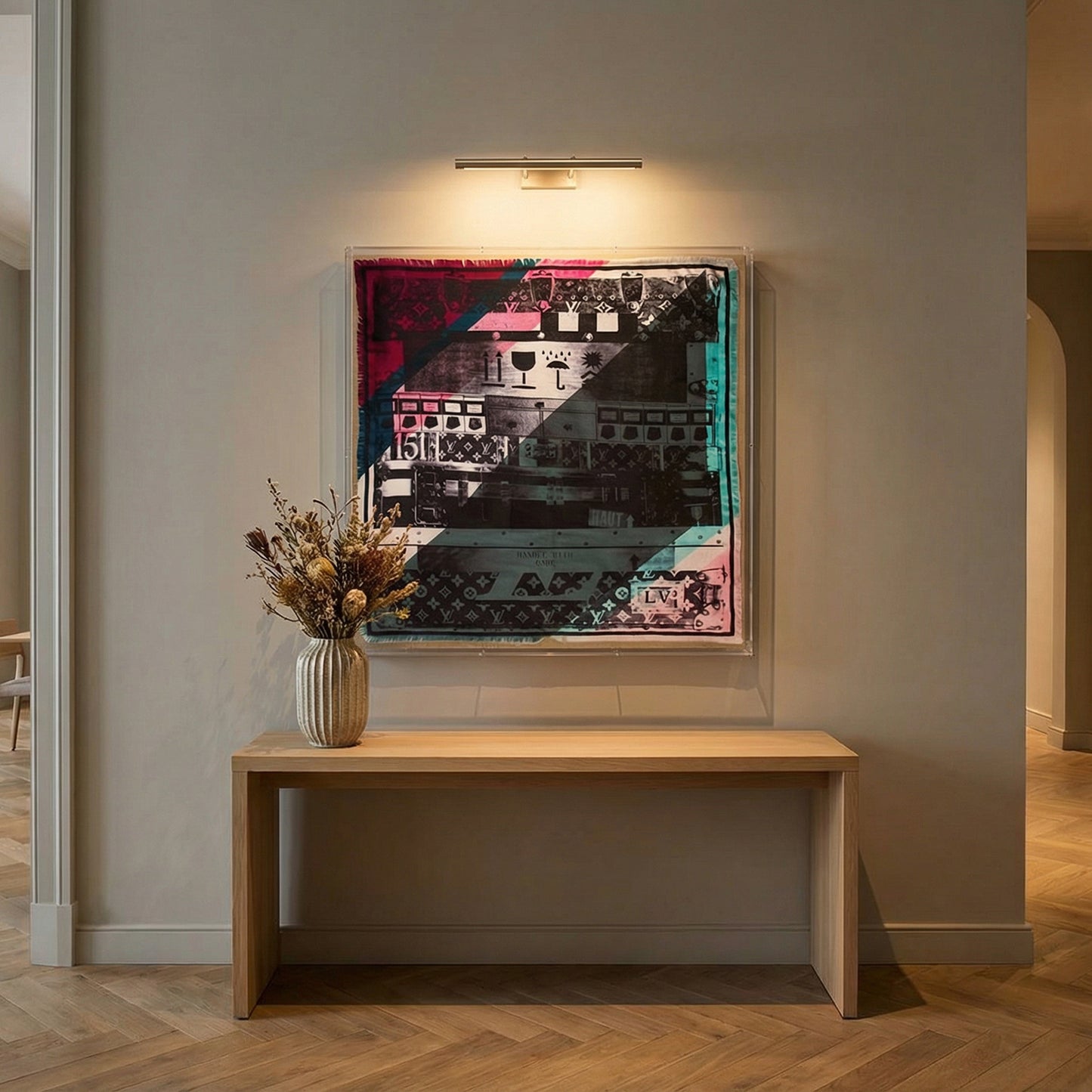 Framed Louis Vuitton Informalle Scarf in a 36x36x2 Shadowbox