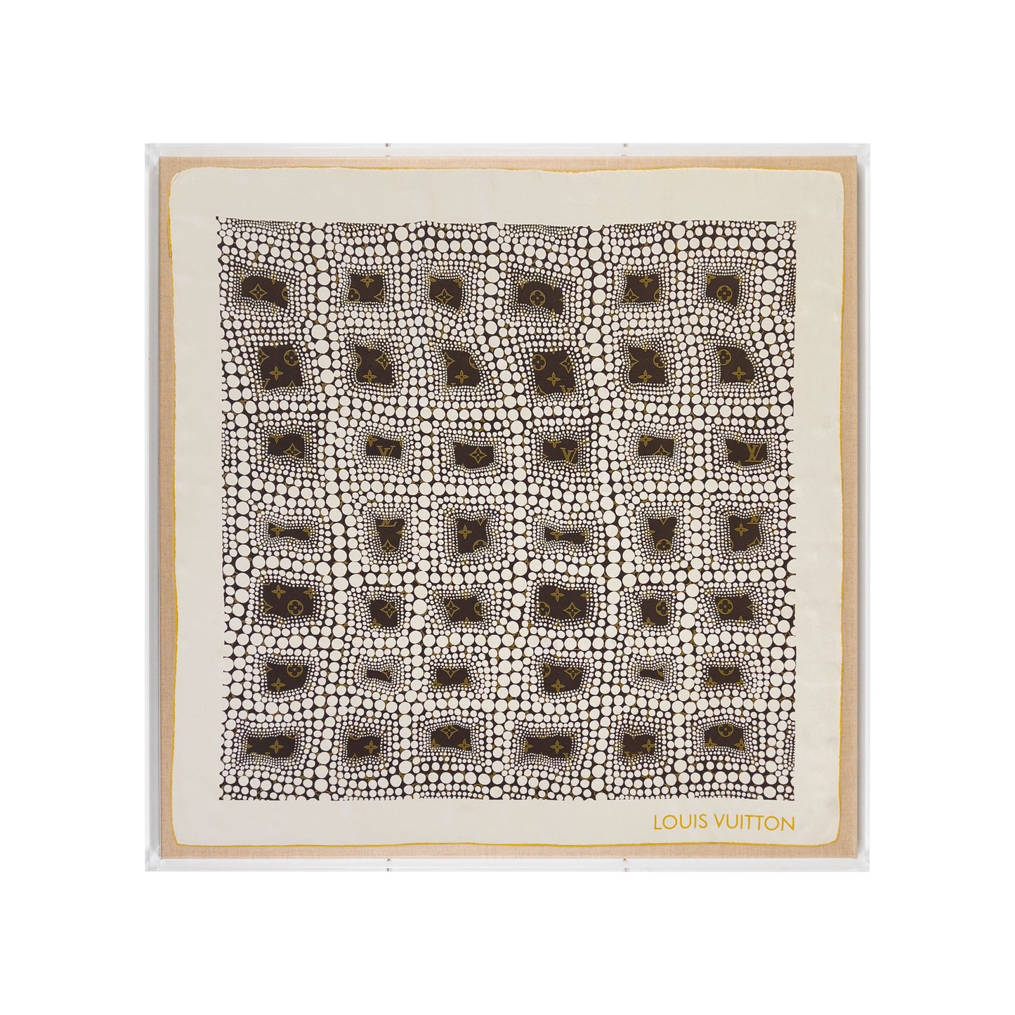 Framed Louis Vuitton Yayoi Kusama Polka Dot Silk Scarf in 36x36x2 Shadowbox