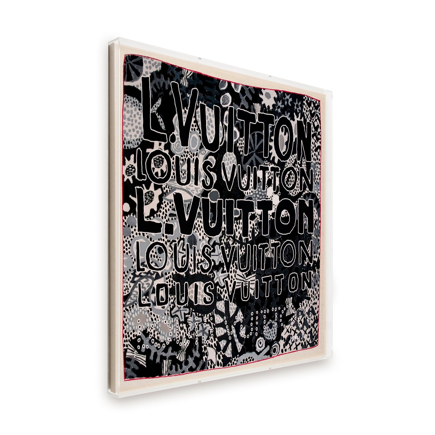 Framed Louis Vuitton Jonas Wood Scarf in a 36x36x2