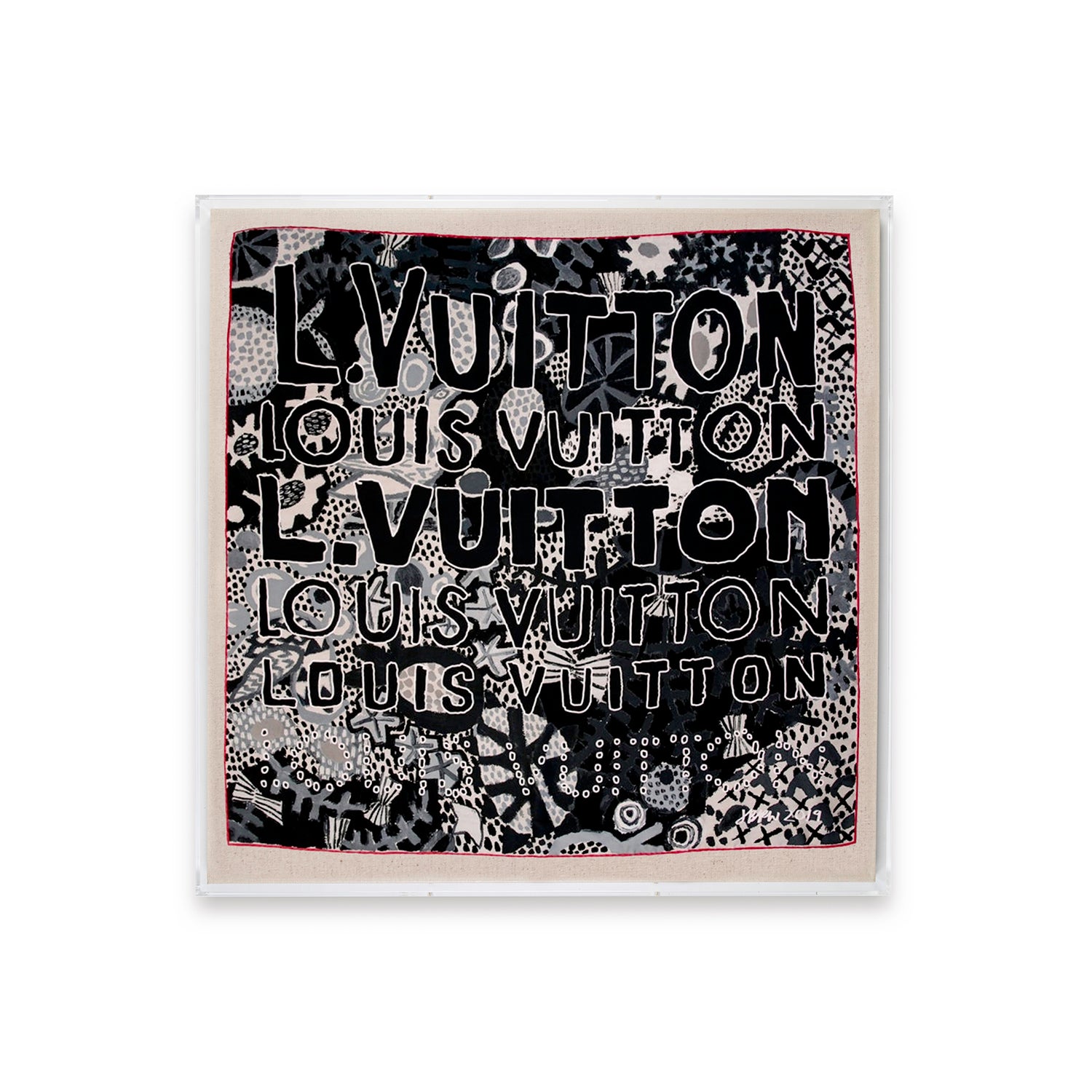 Framed Louis Vuitton Jonas Wood Scarf in a 36x36x2