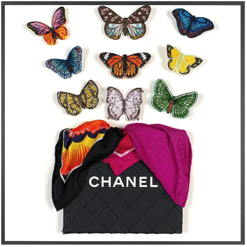 Chanel Black Butterfly Surprise by Stephen Wilson 12x12x2"