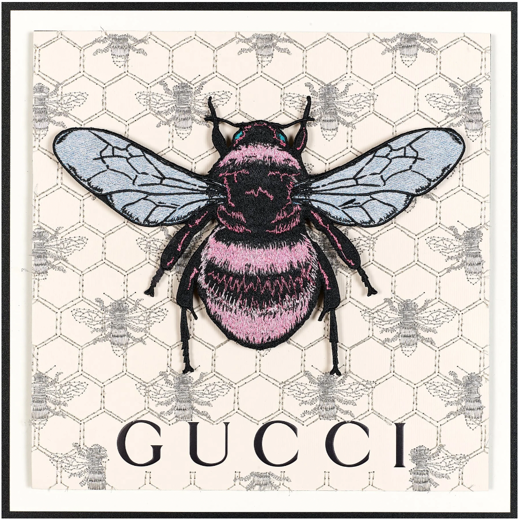 Gucci Pink Bee on White by Stephen Wilson 12x12x2"