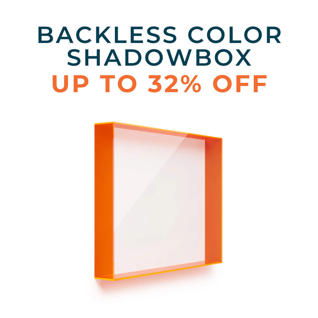 Backless Color Acrylic Shadowboxes 18x24x3" (Neon Pink, Orange, or Sea Glass) | UV Grade