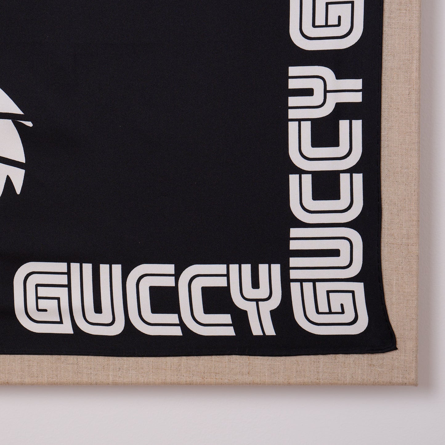 Framed Gucci Bugs Bunny Print Silk Guccy Scarf in a 36x36x2" Shadowbox