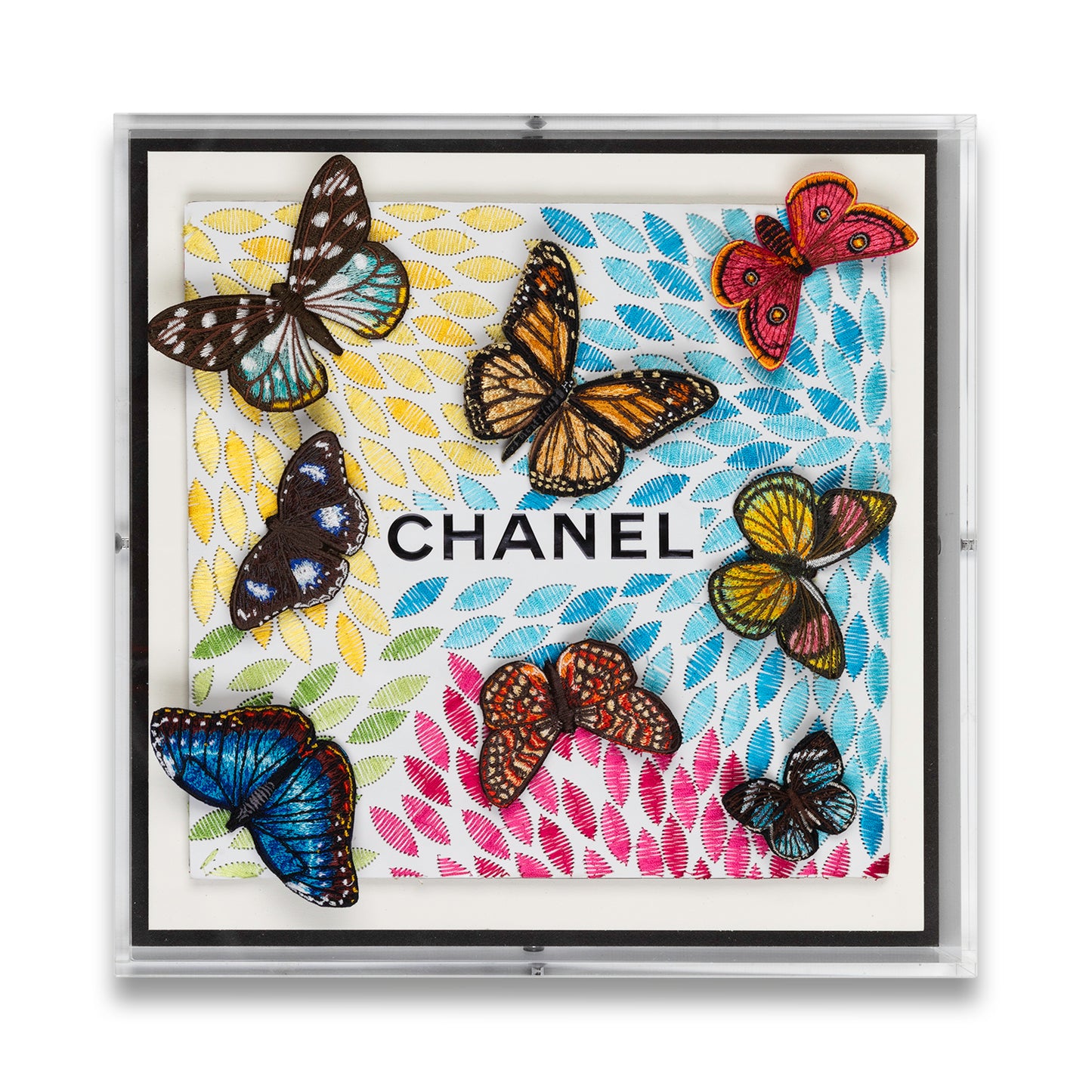 Chanel Petals with Butterflies by Stephen Wilson 12x12x2"