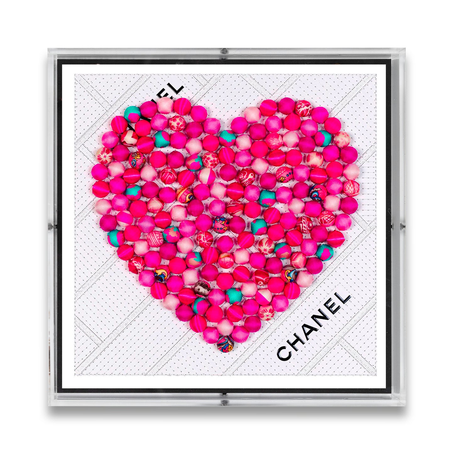 Chanel Pom Pom Heart by Stephen Wilson 12x12x2"