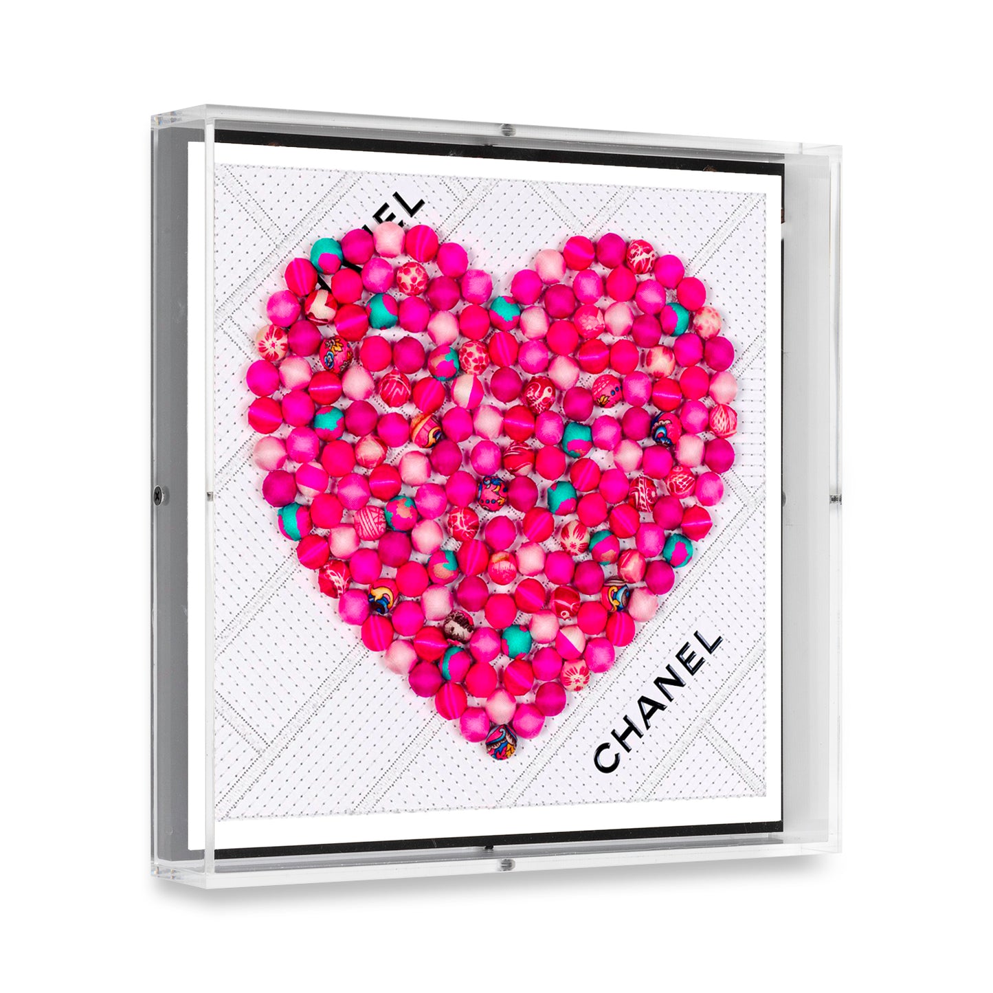 Chanel Pom Pom Heart by Stephen Wilson 12x12x2"