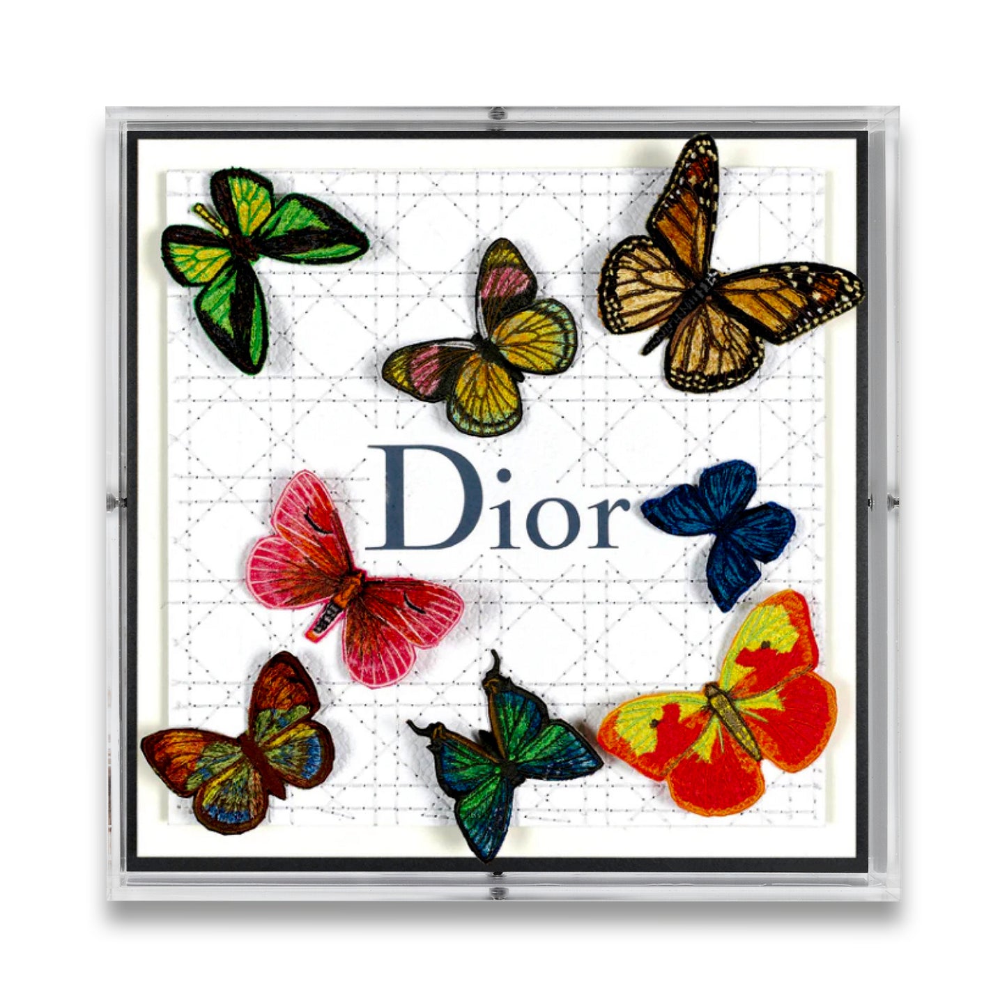 Dior White Butterfly Swarm by Stephen Wilson (12x12x2")