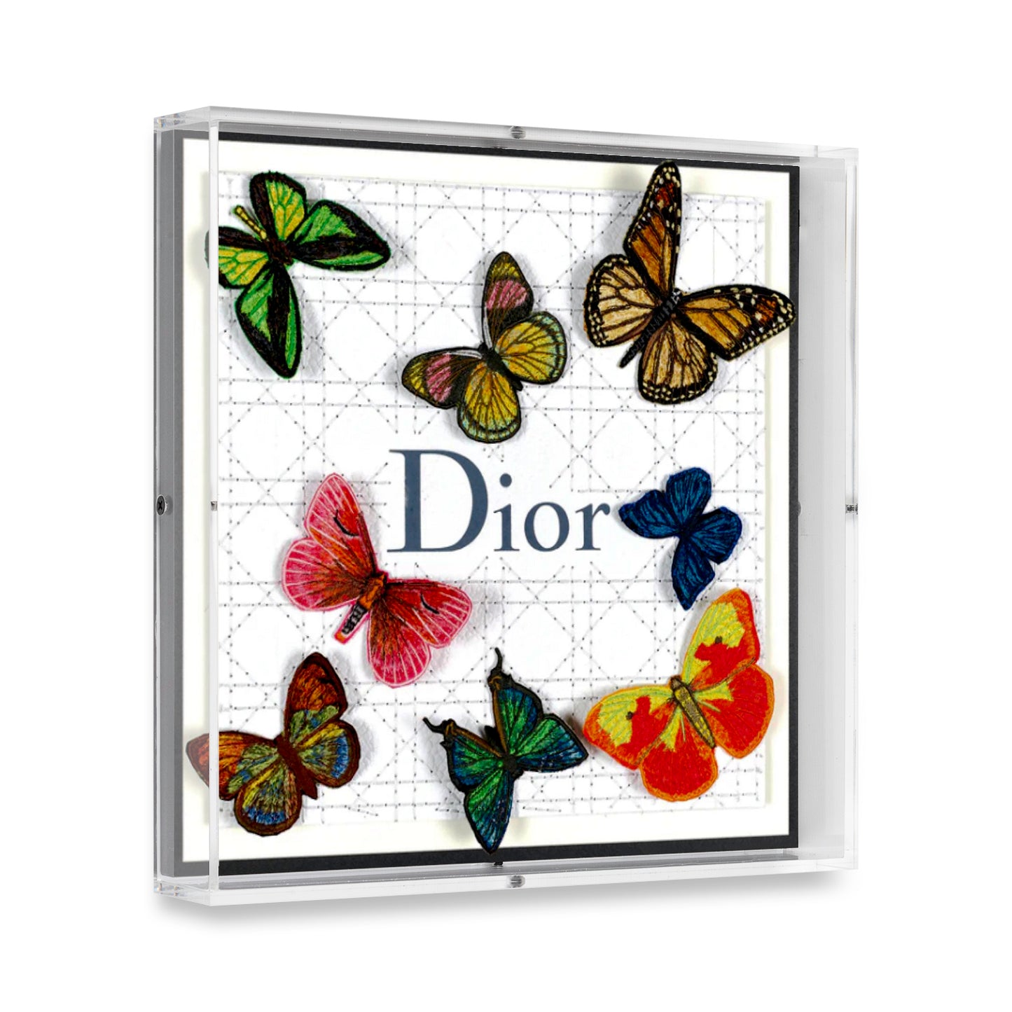 Dior White Butterfly Swarm by Stephen Wilson (12x12x2")