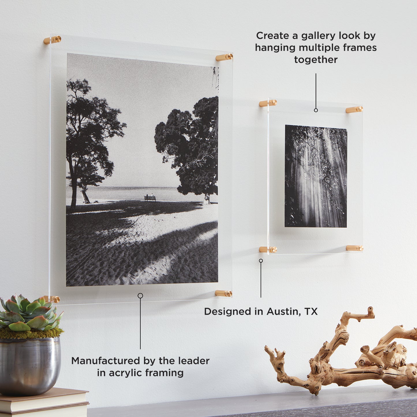 18x24" Photo Floating Acrylic Clear Picture Frame (Frame Size 21x27")