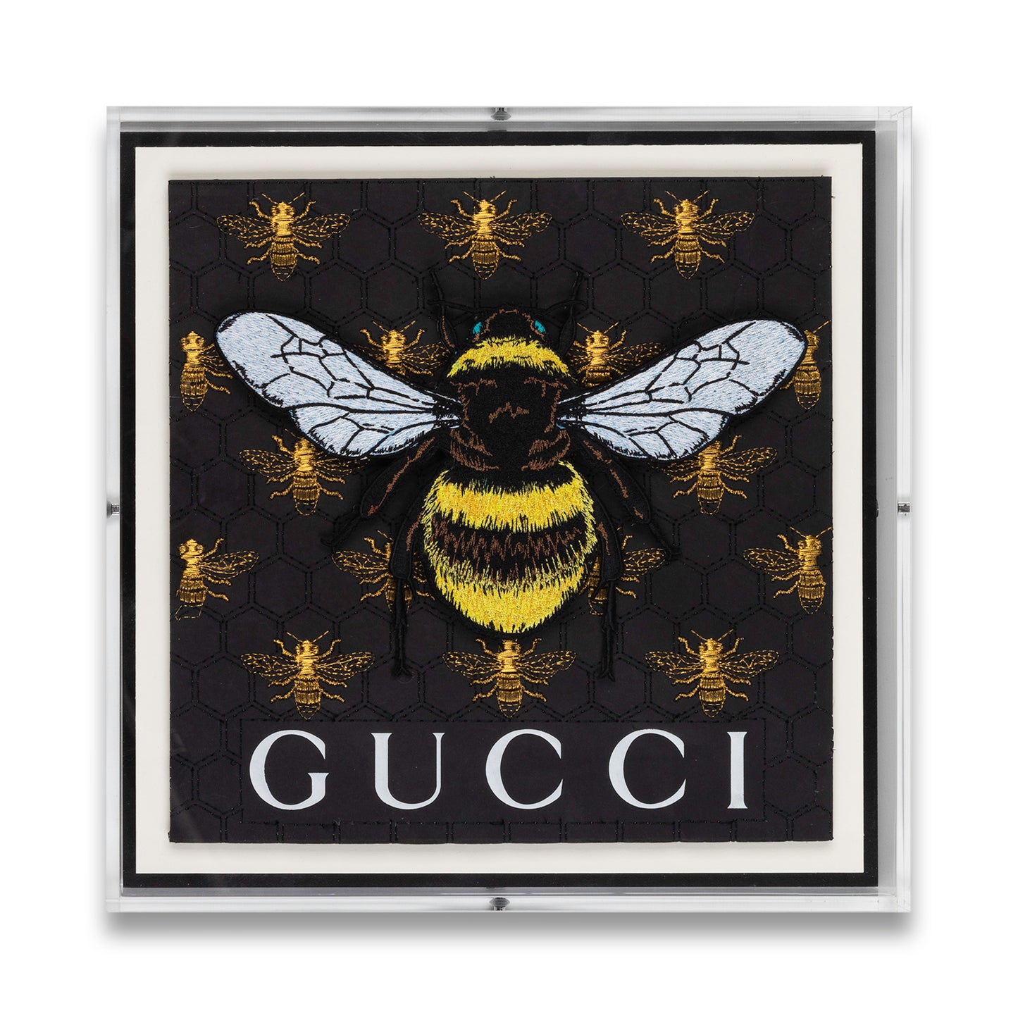 Gucci Yellow Bee on Black by Stephen Wilson 12x12x2"