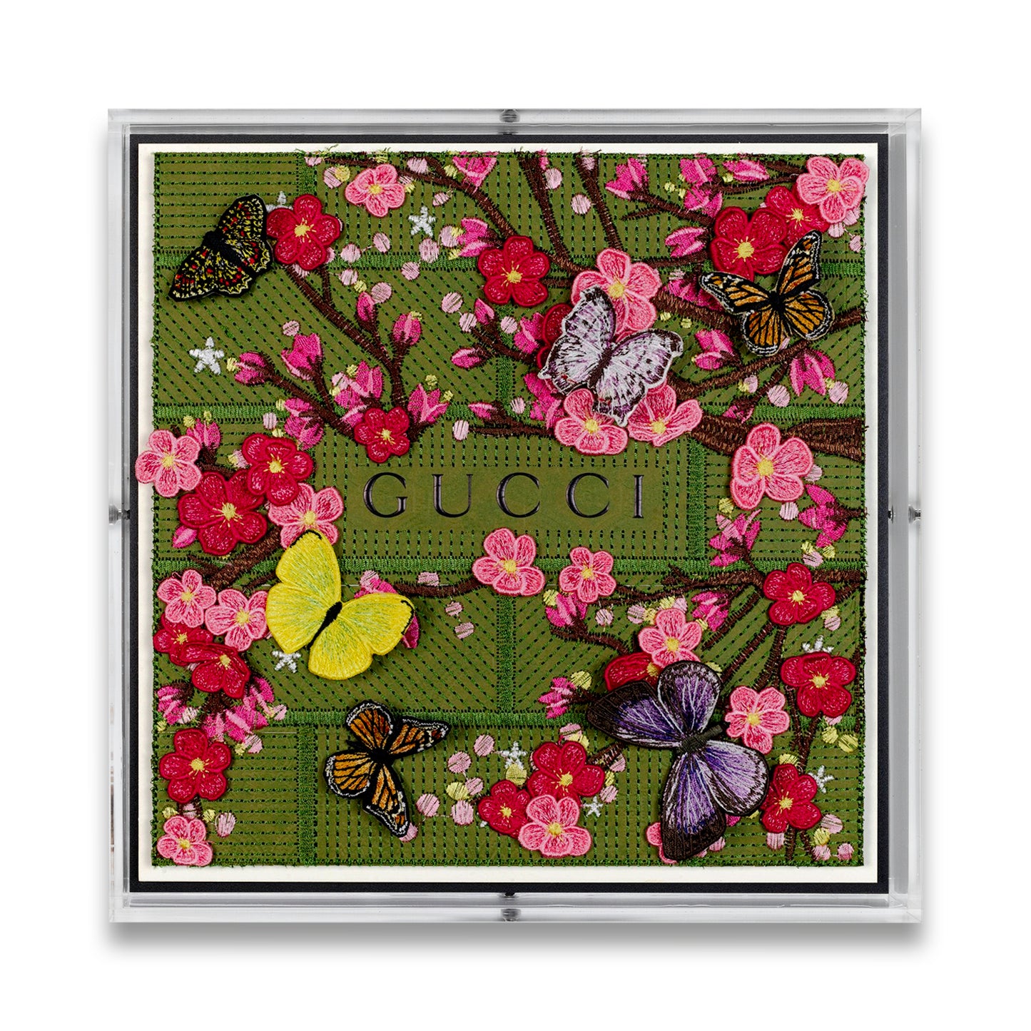 Gucci Green Cherry Blossoms by Stephen Wilson (12x12x2")