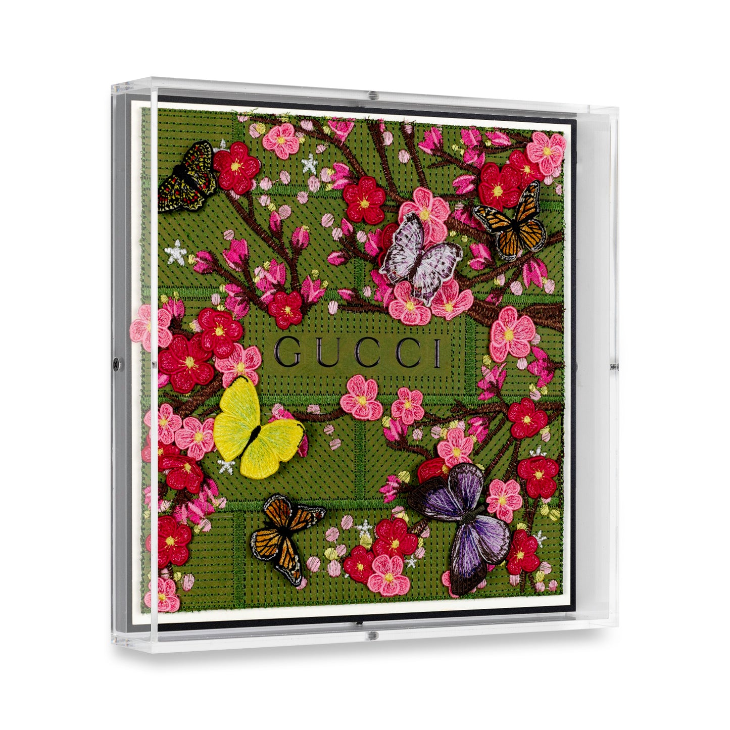 Gucci Green Cherry Blossoms by Stephen Wilson (12x12x2")