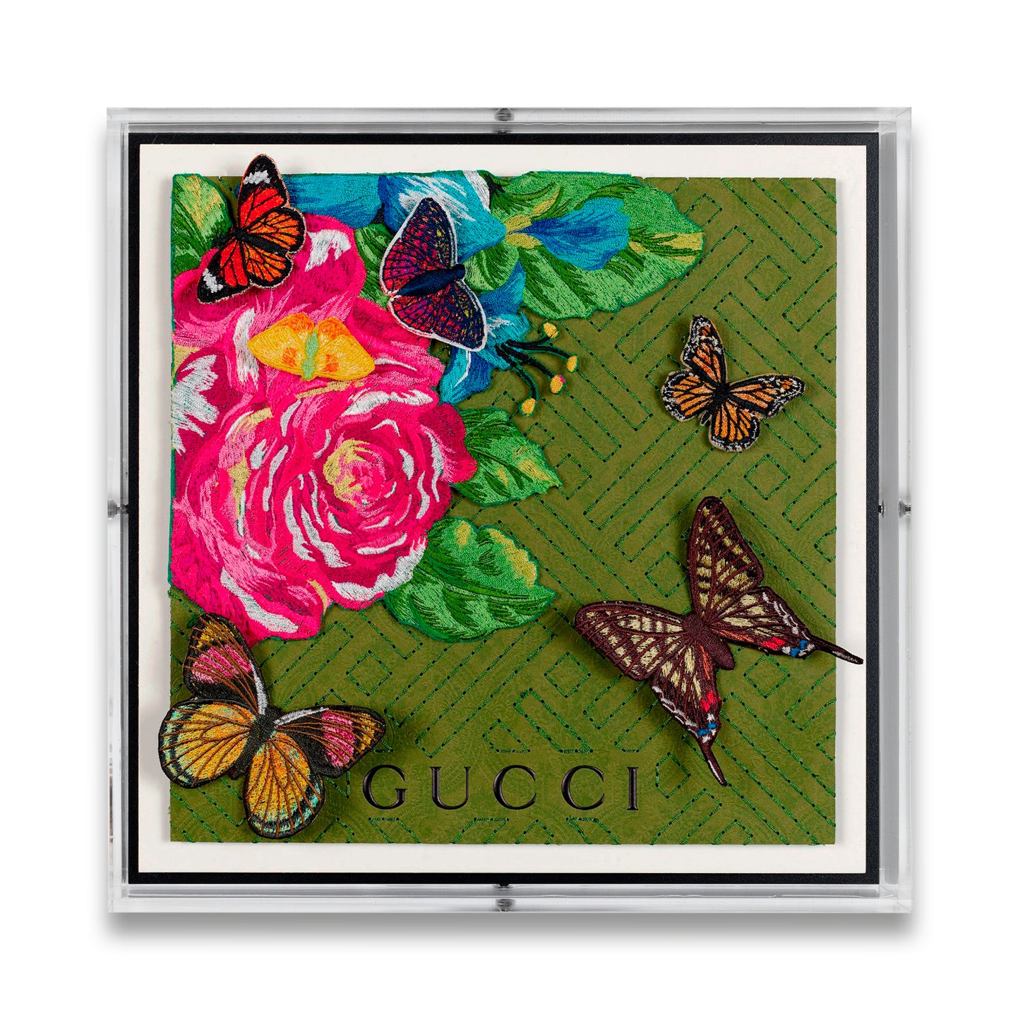 Gucci Green Floral Corner by Stephen Wilson (12x12x2")