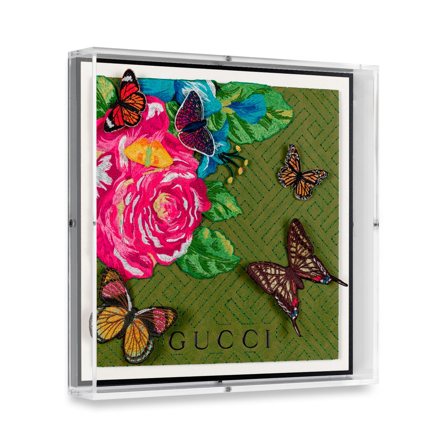 Gucci Green Floral Corner by Stephen Wilson (12x12x2")