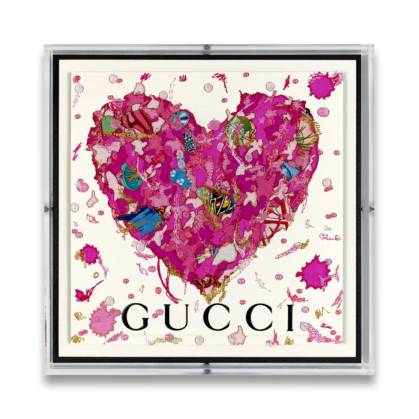 Gucci Pink Graffiti Heart by Stephen Wilson (12x12x2")