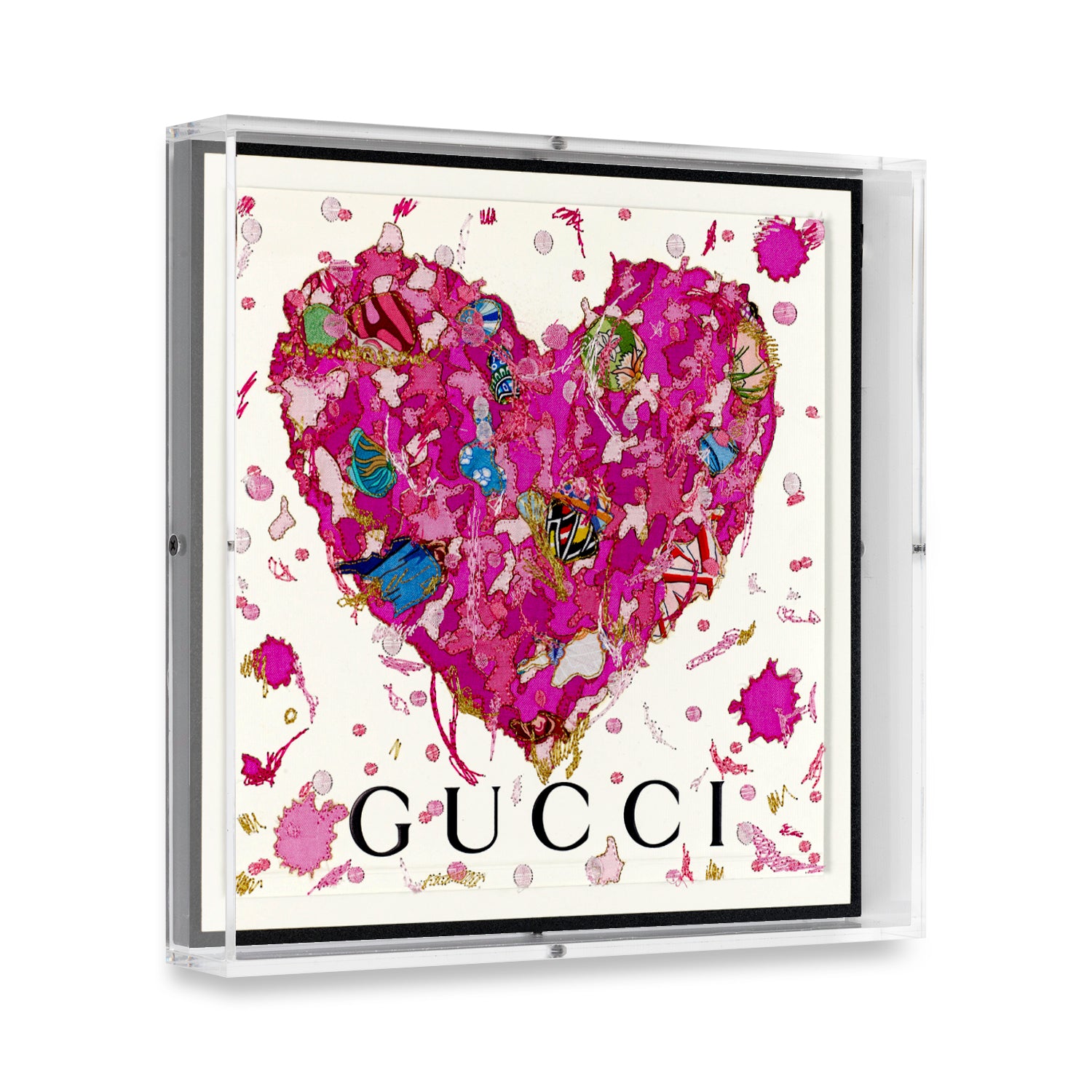 Gucci Pink Graffiti Heart by Stephen Wilson (12x12x2