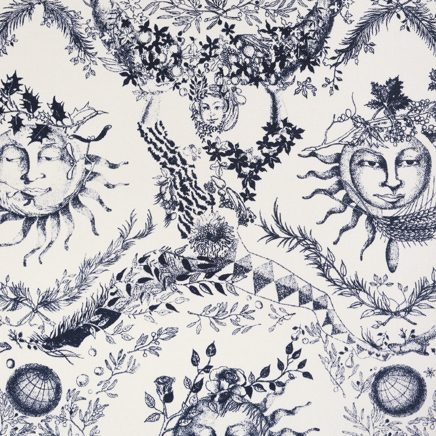 Framed Christian Dior Toile de Jouy Silk Scarf in a 36x36x2" Shadowbox