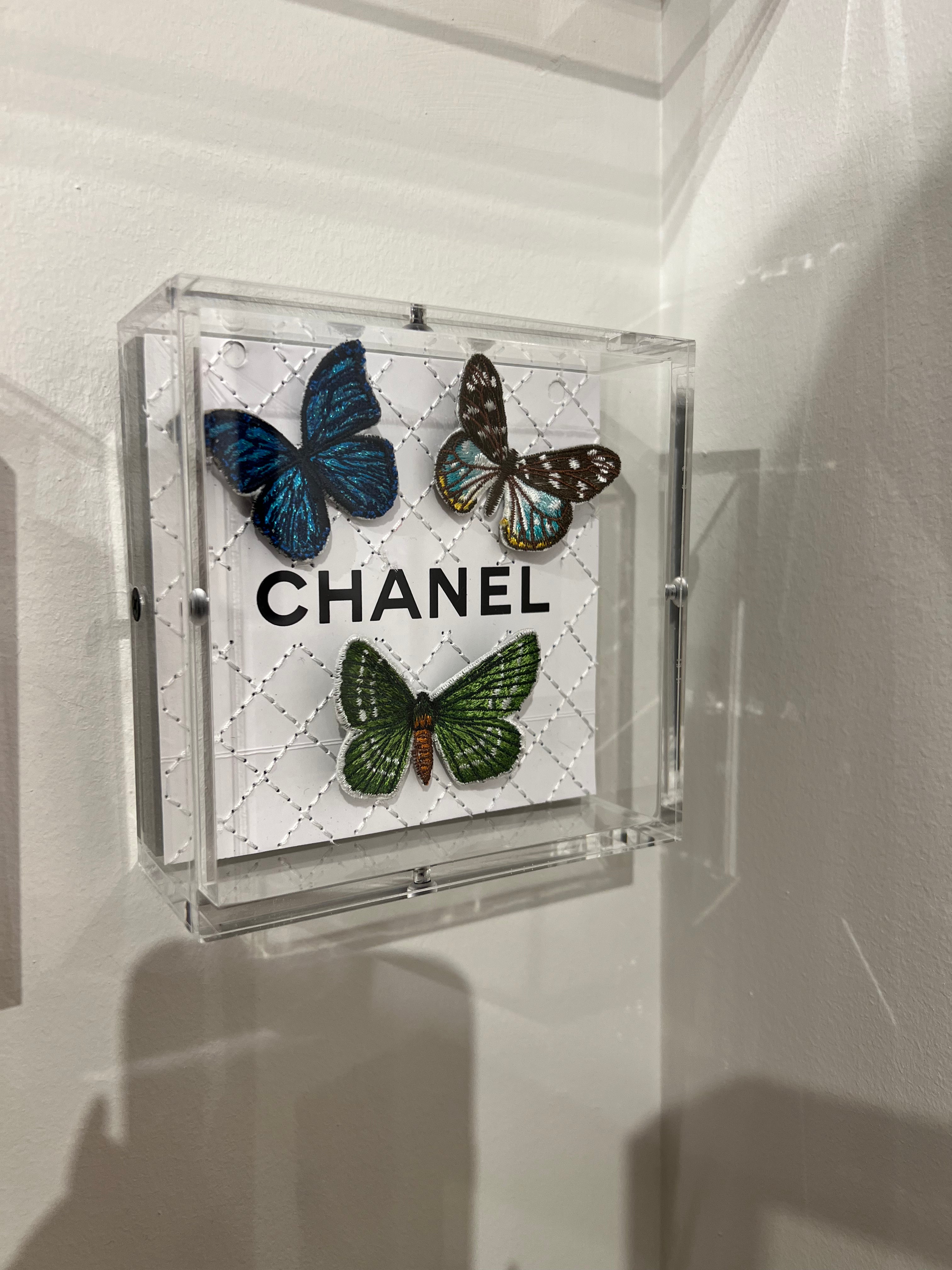 Petite White Chanel Butterfly Swarm by Stephen Wilson (5x5x2