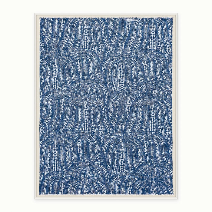 Framed Louis Vuitton x Yayoi Kusama Blue Silk Scarf in a Custom 57x79" Shadowbox