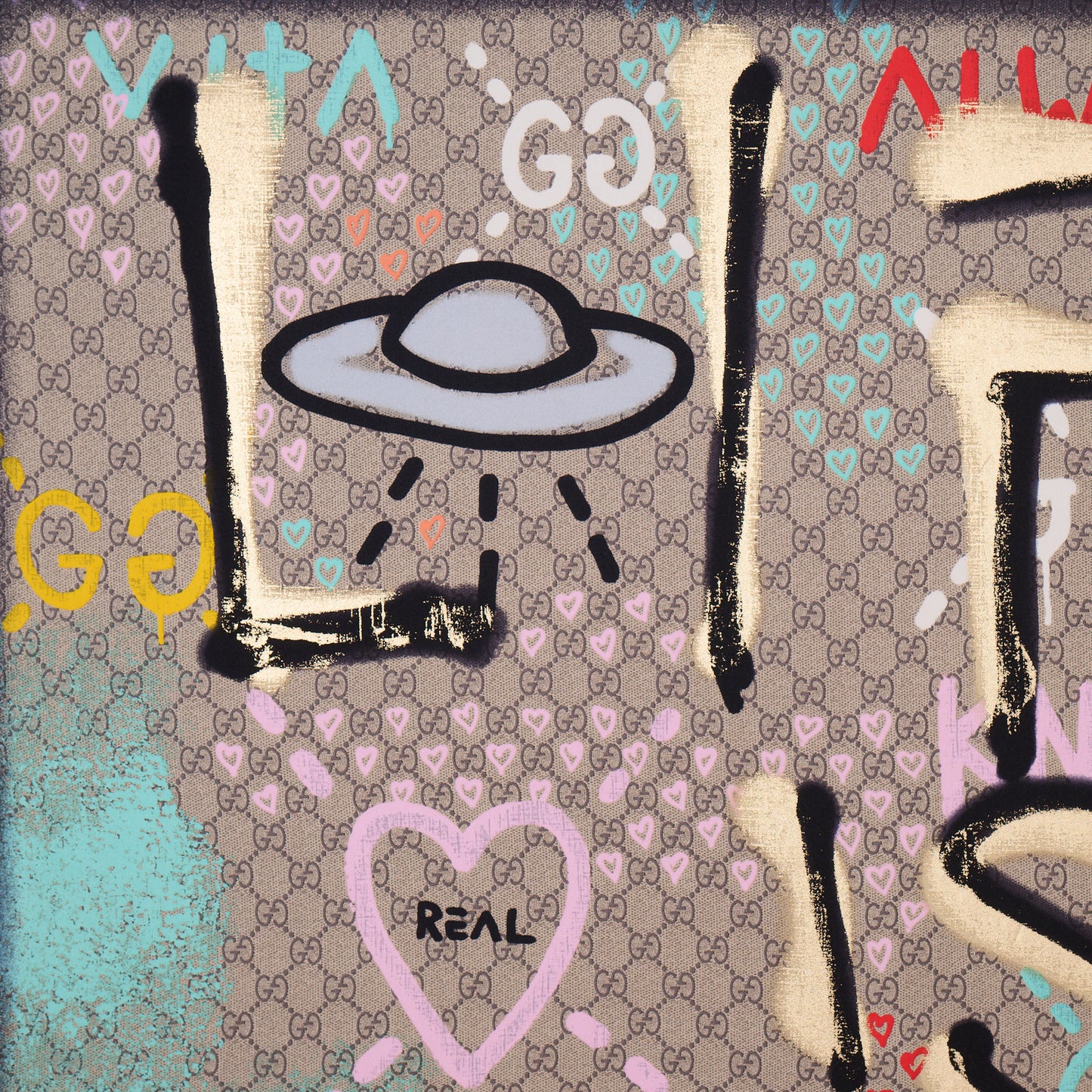 Framed Life Is Gucci Silk Scarf in 36x36x2" Shadowbox