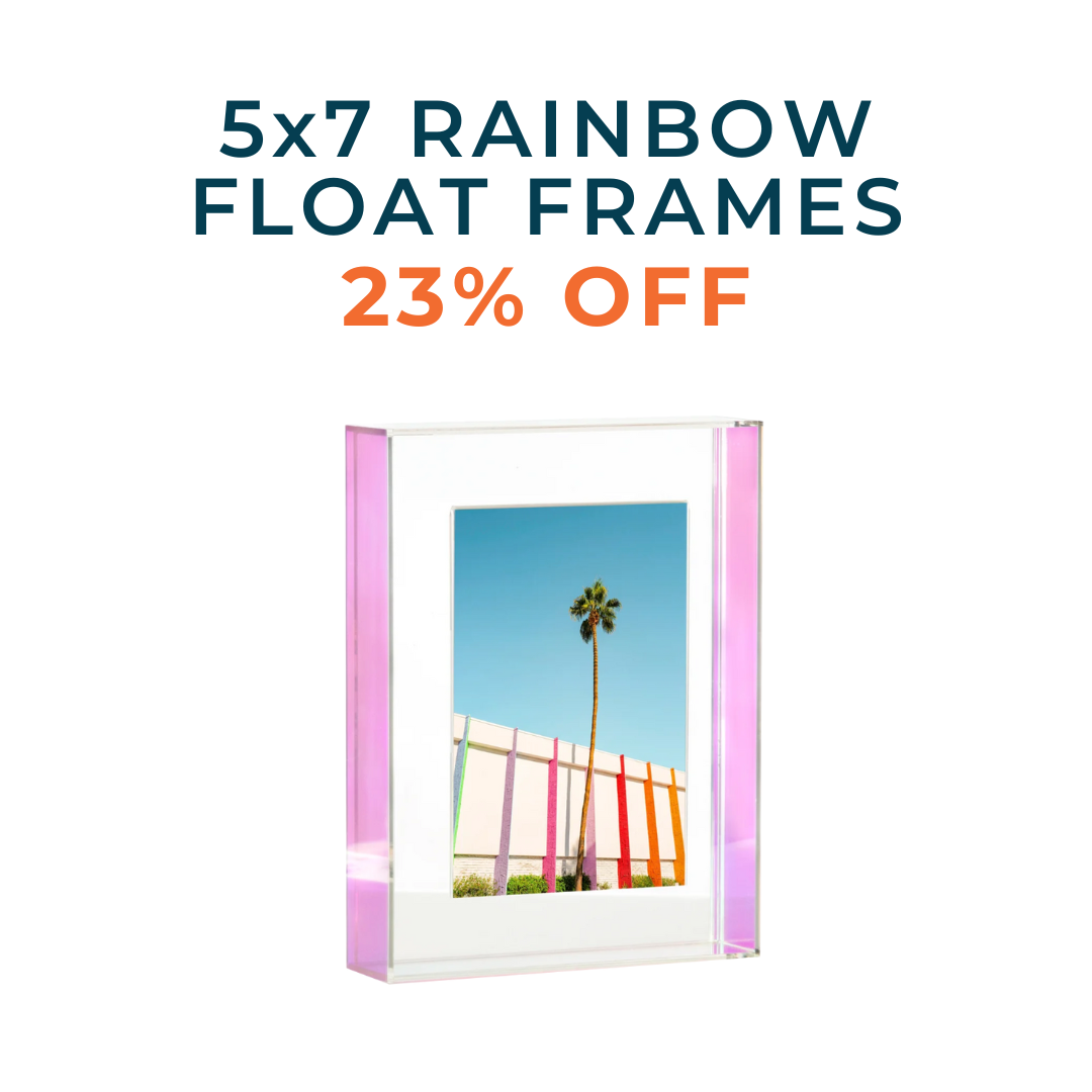 Rainbow Float Frame for Tabletop or Wall with Magnetic Photo Holder