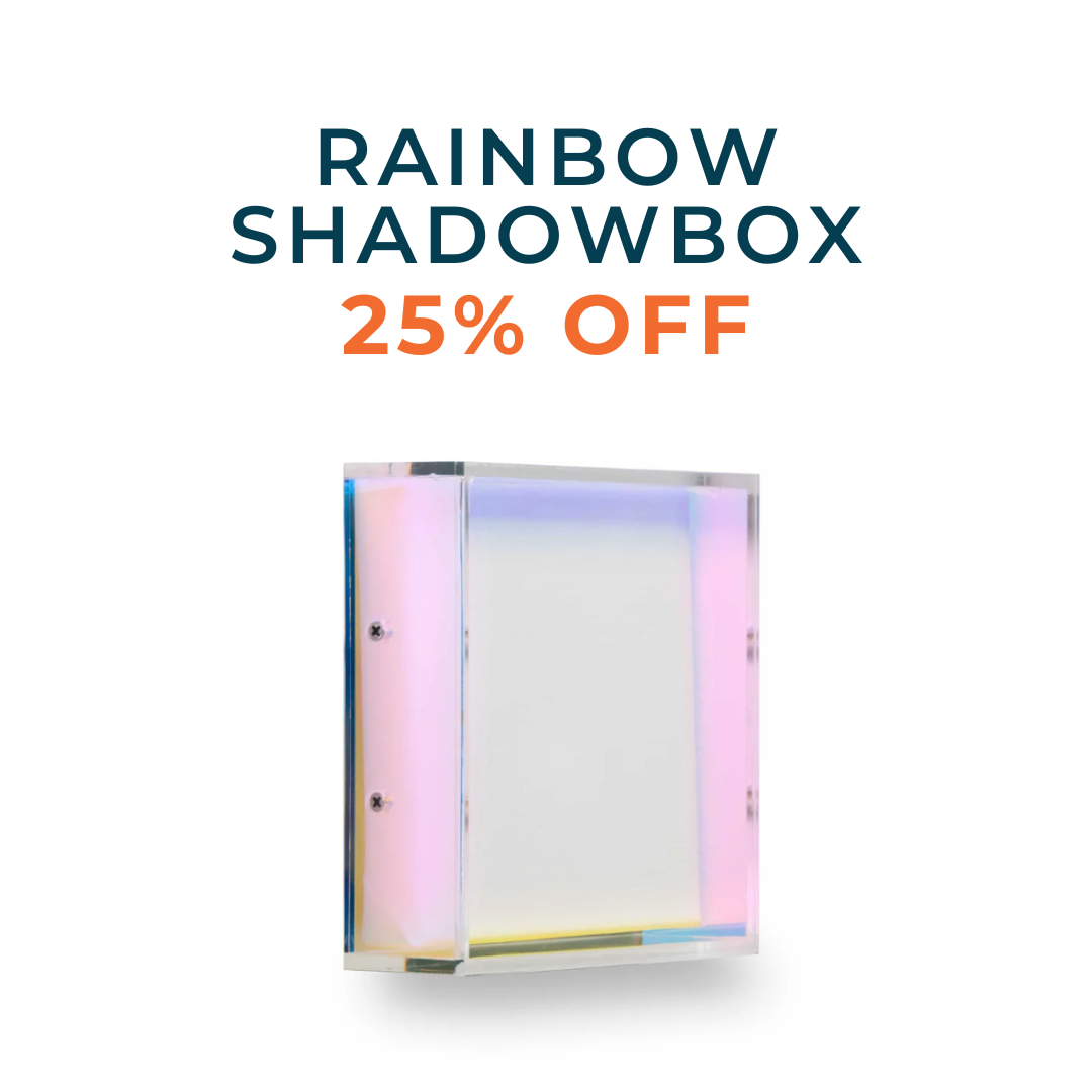 Rainbow Acrylic Shadowbox with White Canvas