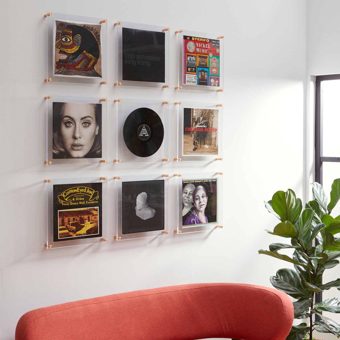 Record Album Frame with 12x12" Acrylic Mat (Album Cover or Vinyl)