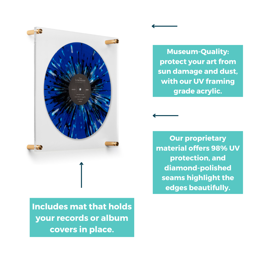 Record Album Frames with 12x12" Acrylic Mat (for Sleeve or Vinyl