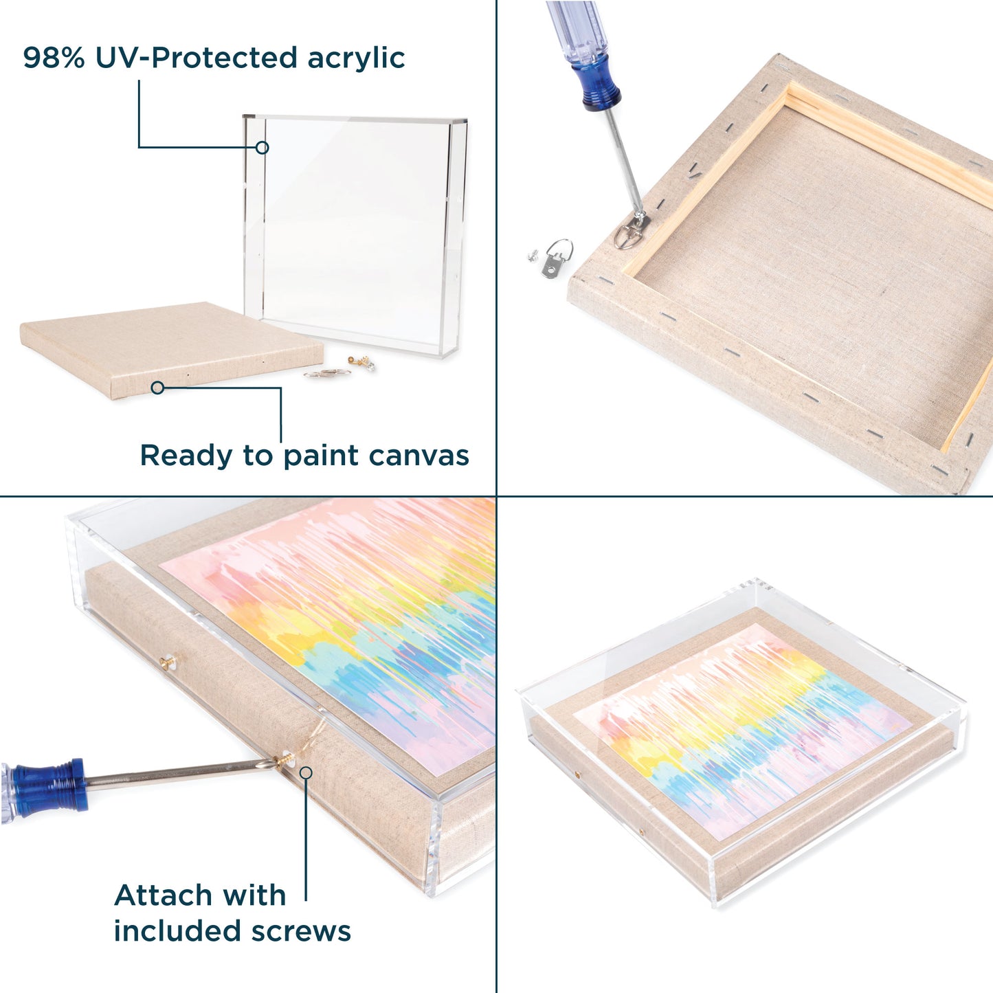 Modern Acrylic Shadowbox with Linen Canvas 2" Depth | UV Grade