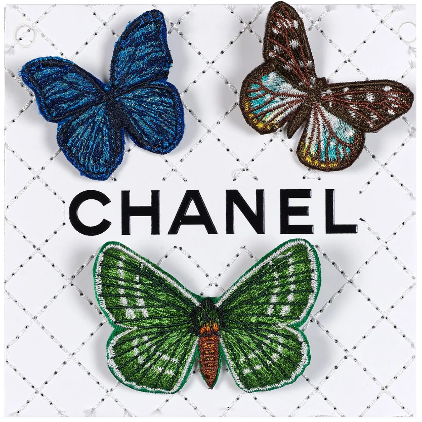 Petite White Chanel Butterfly Swarm by Stephen Wilson (5x5x2