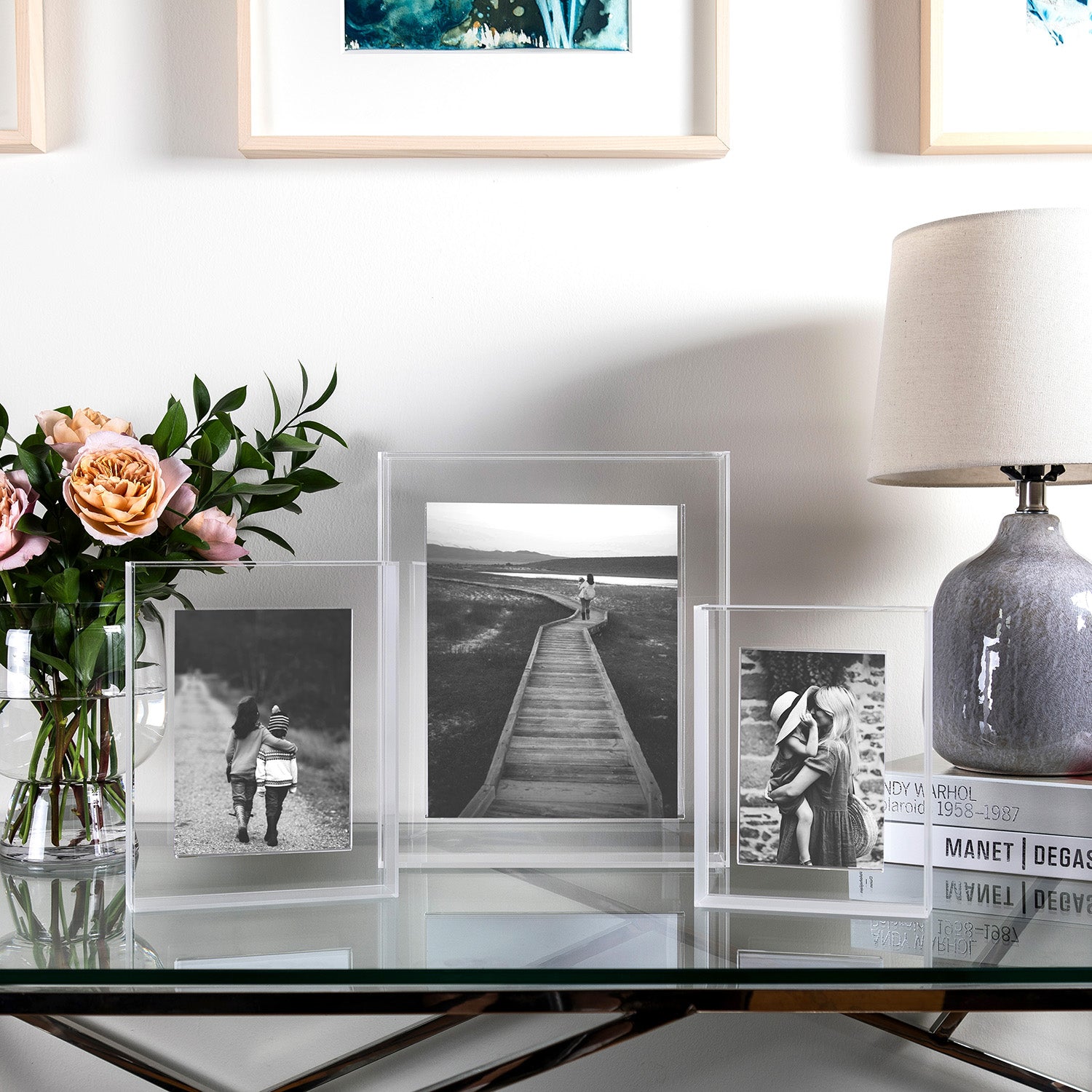 Float Frame for Tabletop or Wall with Magnetic Photo Holder