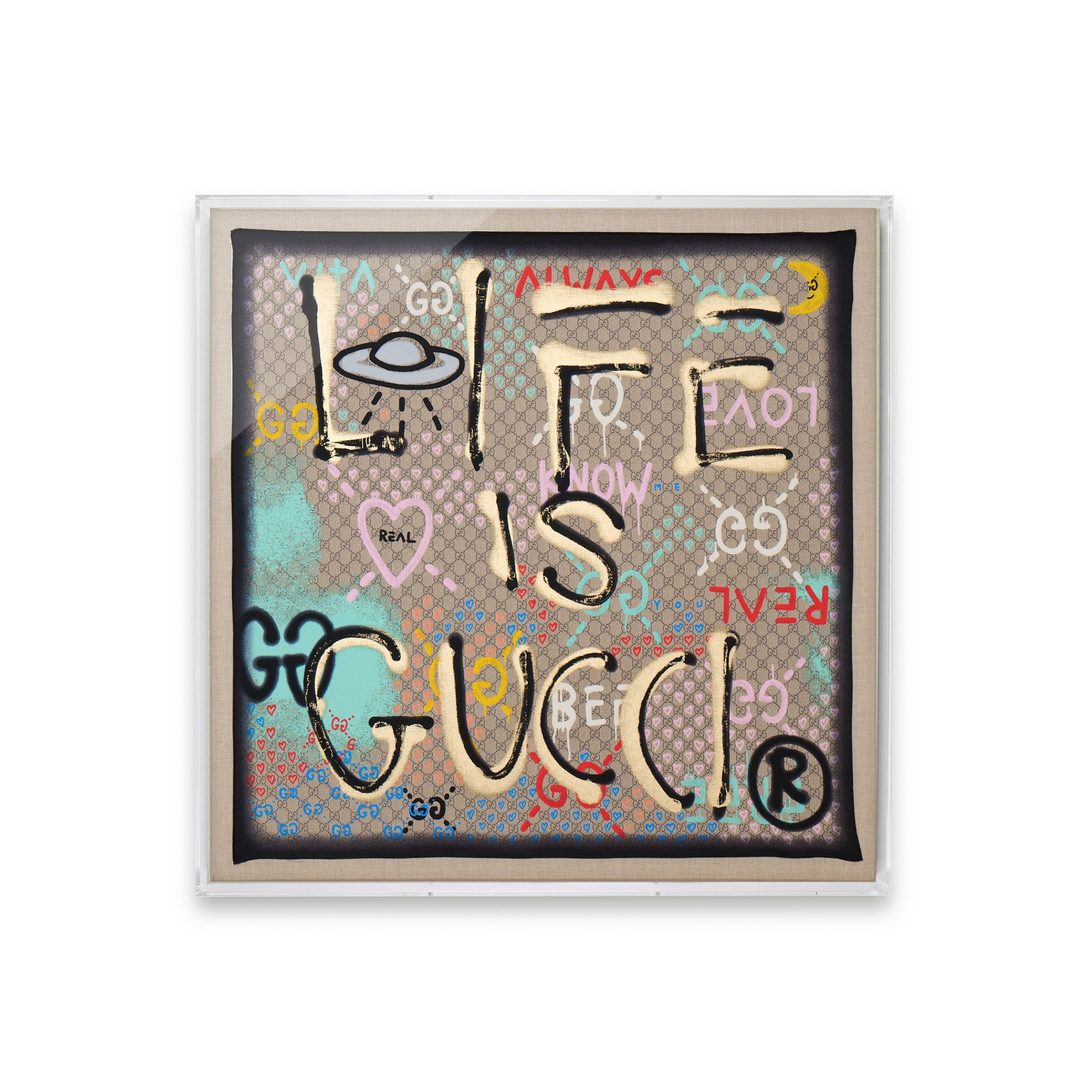 Framed Life Is Gucci Silk Scarf in 36x36x2" Shadowbox