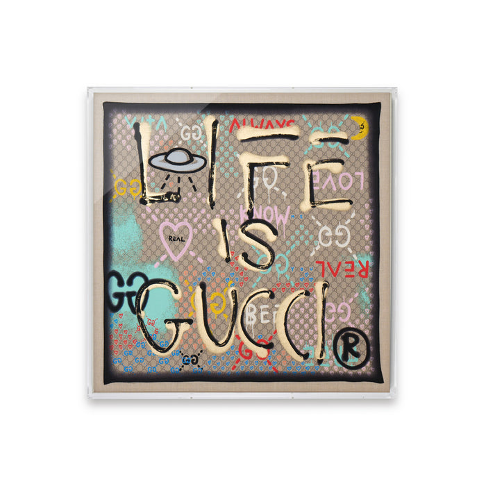 Framed Life Is Gucci Silk Scarf in 36x36x2" Shadowbox