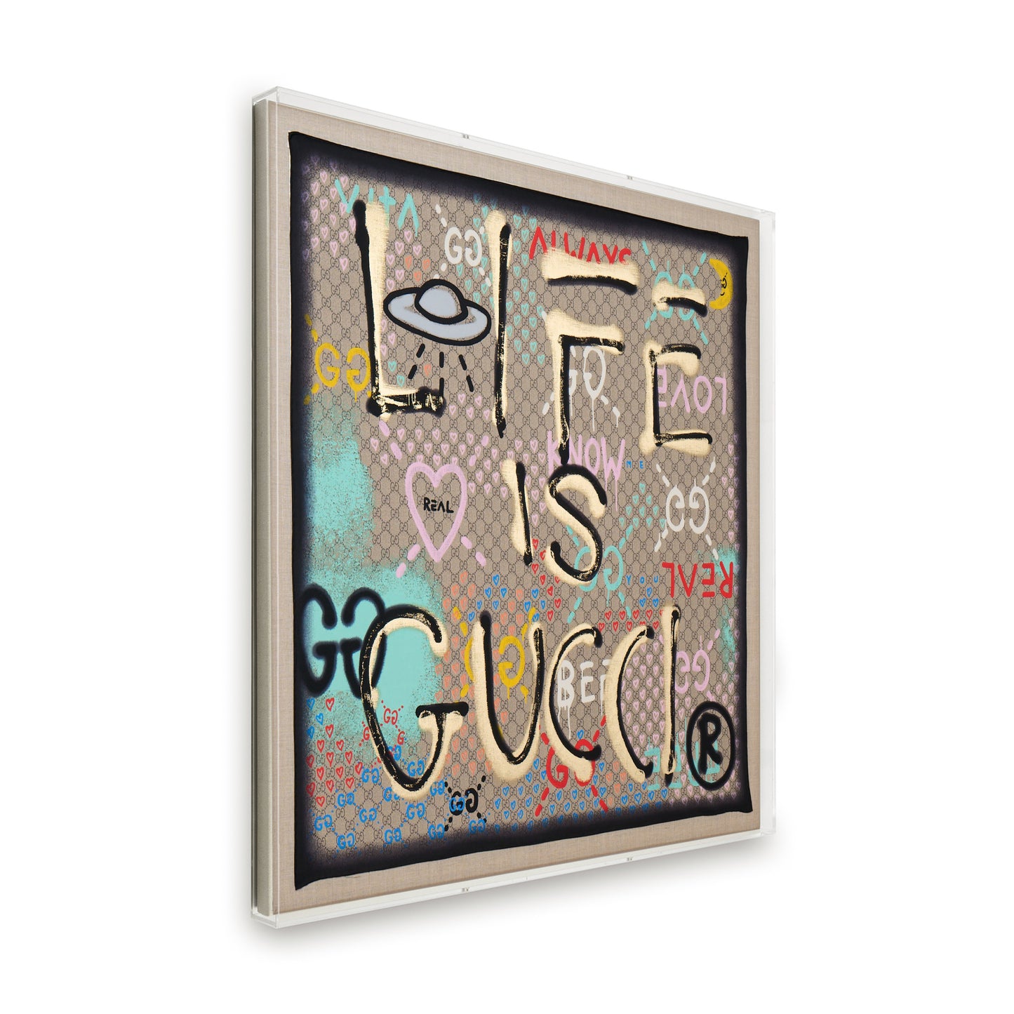 Framed Life Is Gucci Silk Scarf in 36x36x2" Shadowbox