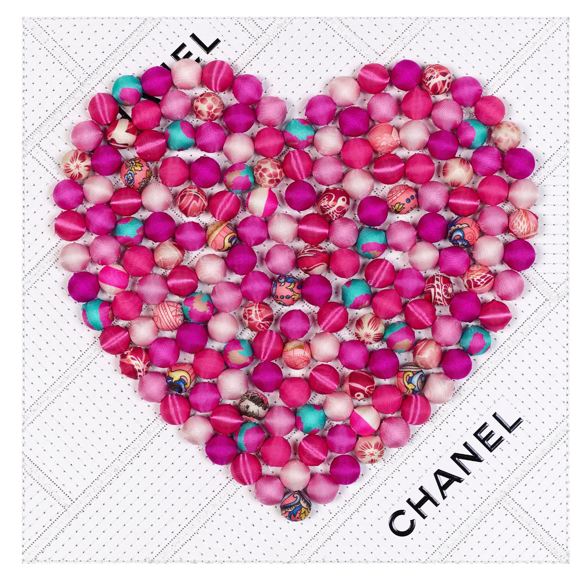 Chanel Pom Pom Heart by Stephen Wilson 12x12x2"