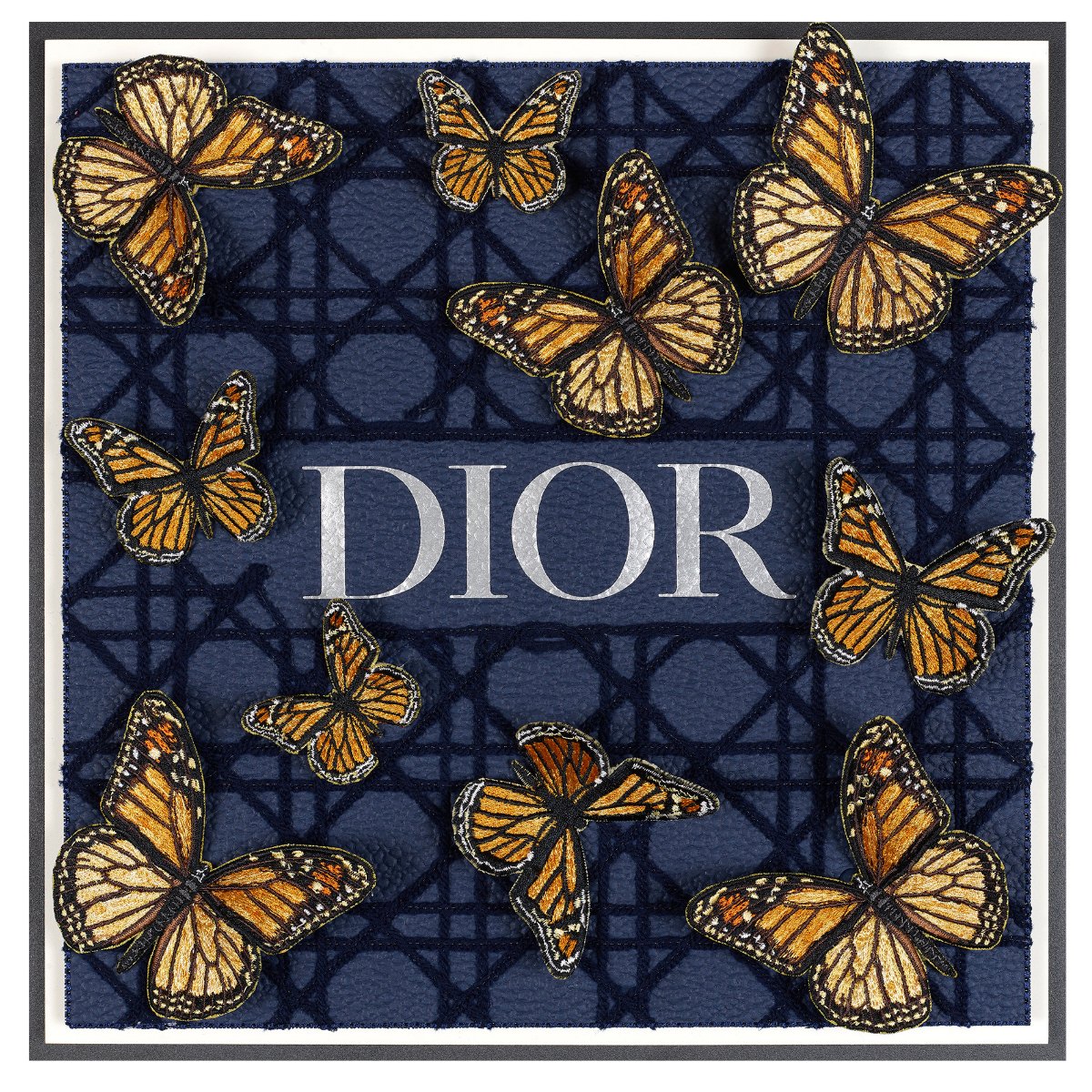 Dior Navy Butterfly Swarm by Stephen Wilson (12x12x2")