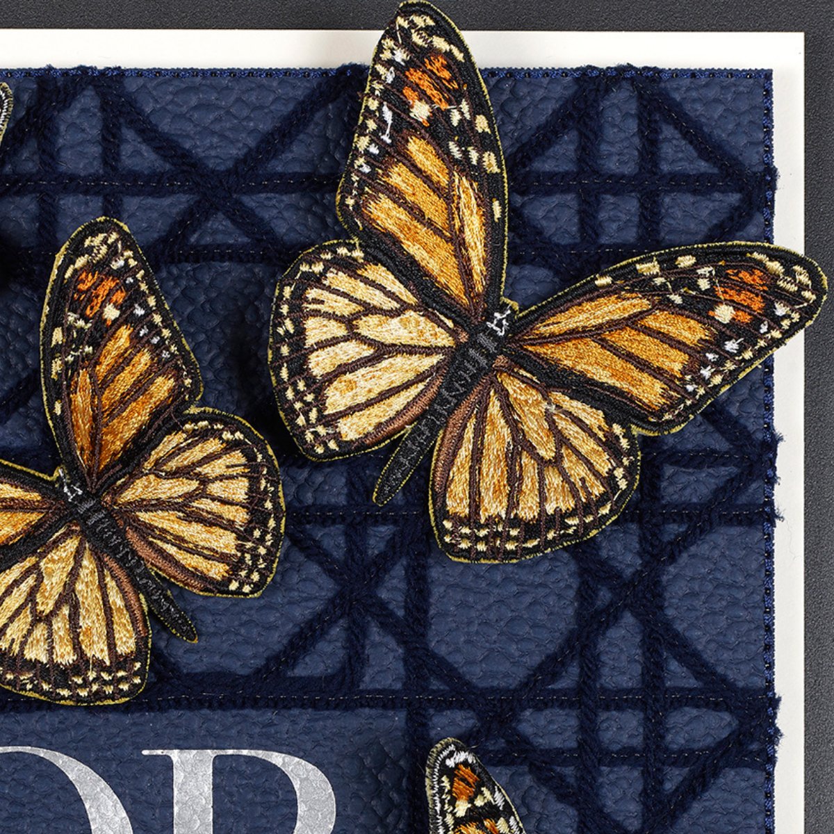 Dior Navy Butterfly Swarm by Stephen Wilson (12x12x2")