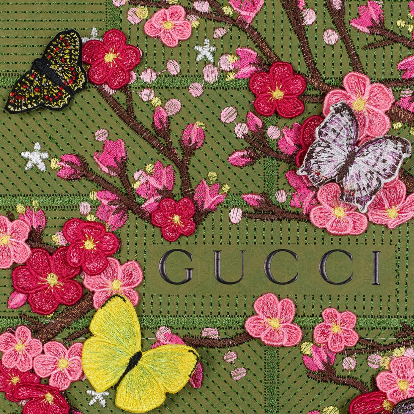 Gucci Green Cherry Blossoms by Stephen Wilson (12x12x2")